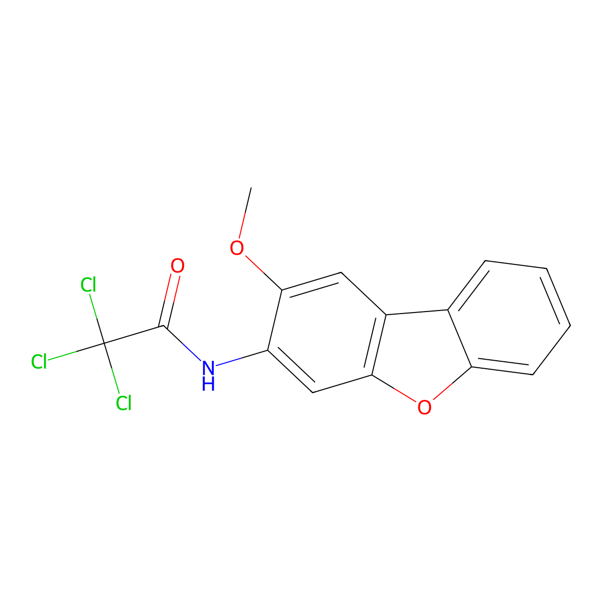 2,2,2-trichloro-N-(2-methoxydibenzofuran-3-yl)acetamide molecular structure, CAS 430456-50-1