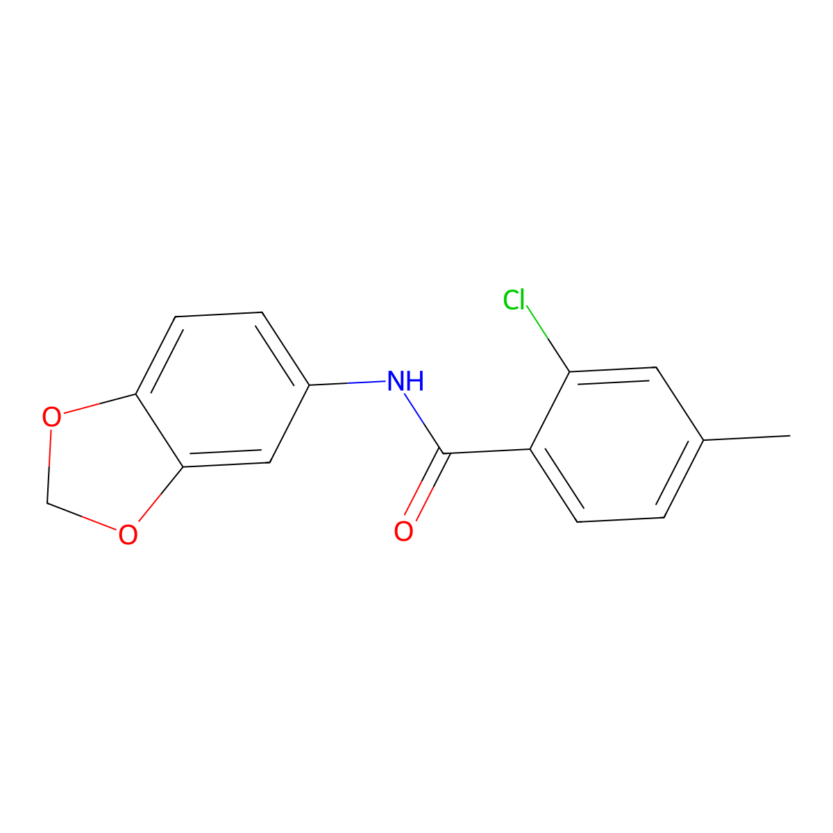 N-(1,3-benzodioxol-5-yl)-2-chloro-4-methylbenzamide molecular structure, CAS 430456-57-8
