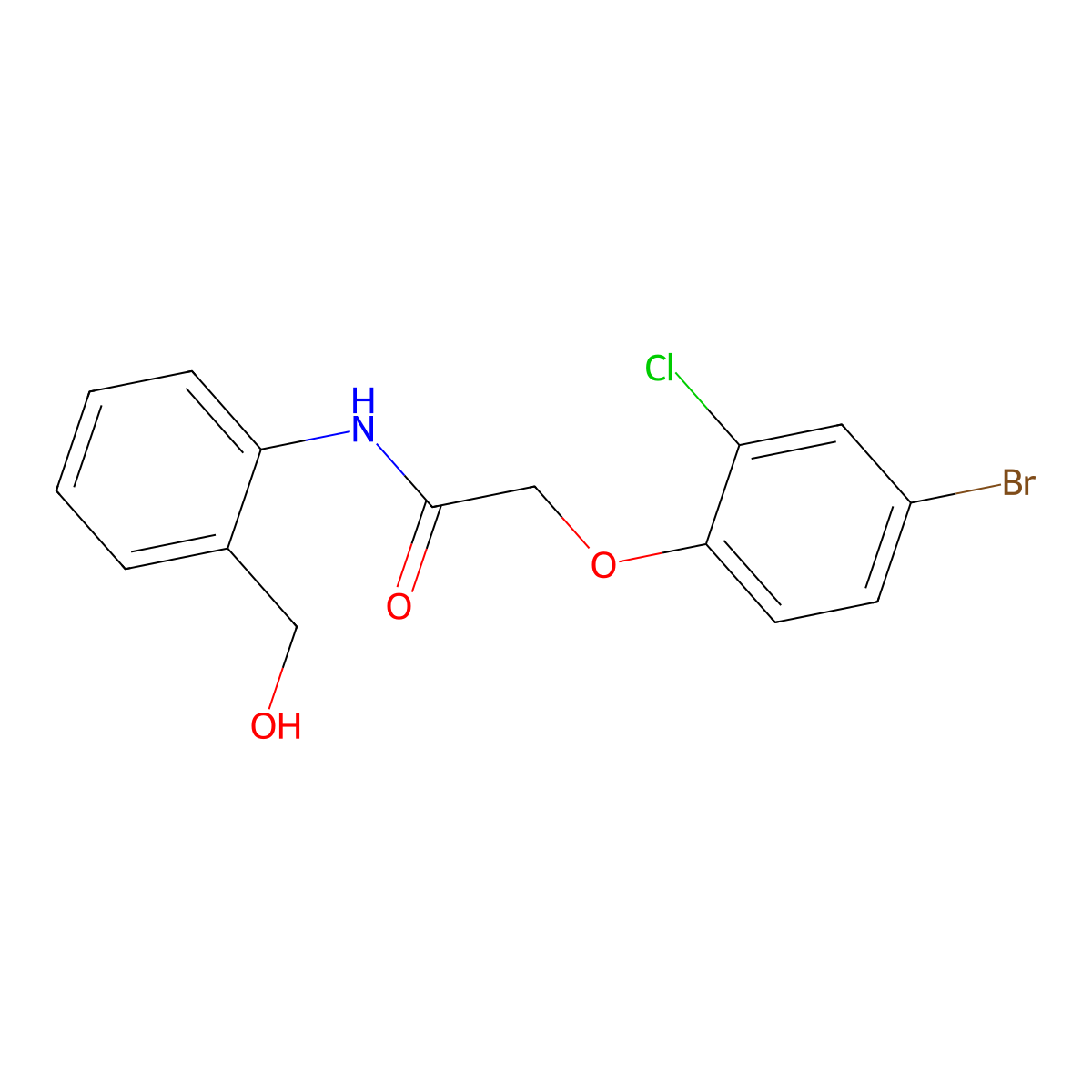 2-(4-bromo-2-chlorophenoxy)-N-[2-(hydroxymethyl)phenyl]acetamide molecular structure, CAS 430456-60-3