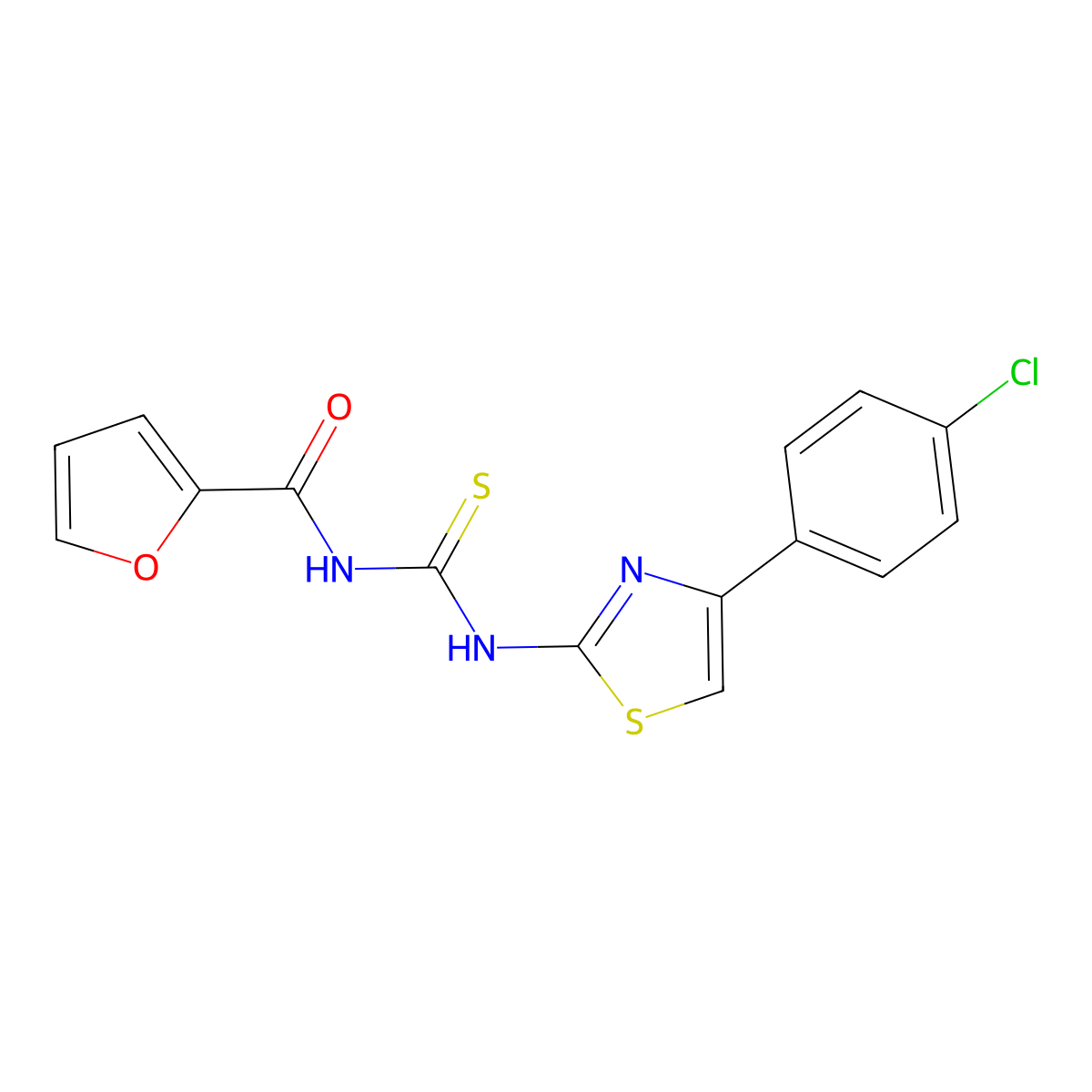 N-[[4-(4-chlorophenyl)-1,3-thiazol-2-yl]carbamothioyl]furan-2-carboxamide molecular structure, CAS 430456-79-4