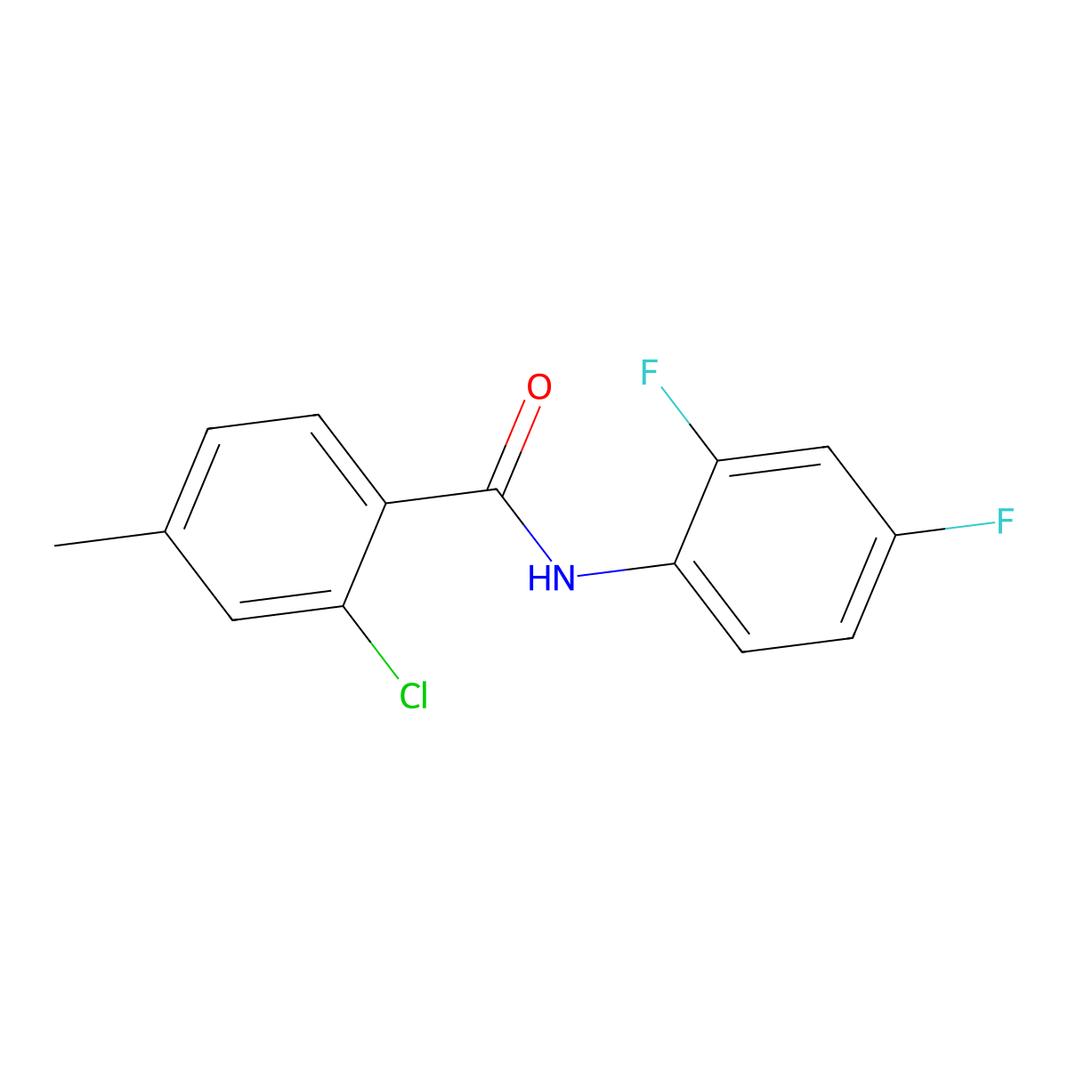 2-chloro-N-(2,4-difluorophenyl)-4-methylbenzamide molecular structure, CAS 430456-85-2