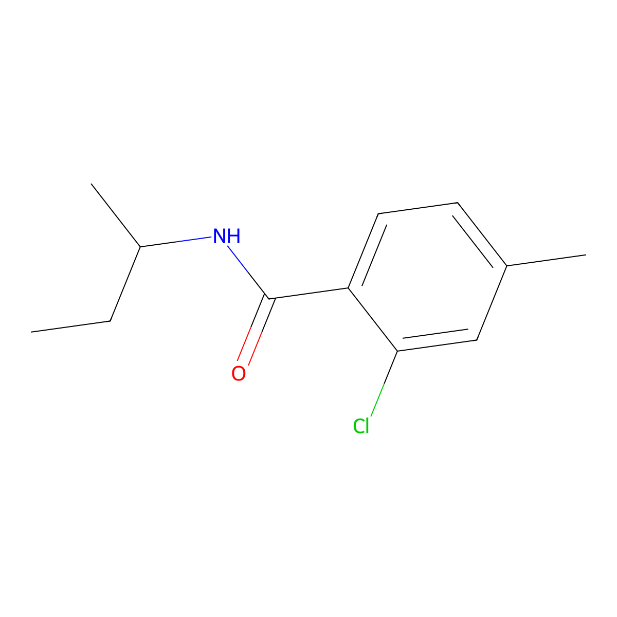 N-(butan-2-yl)-2-chloro-4-methylbenzamide molecular structure, CAS 430457-22-0