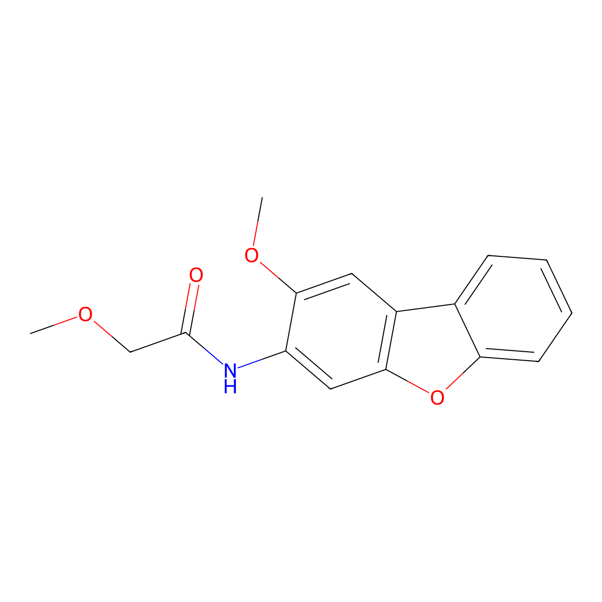 2-methoxy-N-(2-methoxydibenzofuran-3-yl)acetamide molecular structure, CAS 430457-24-2