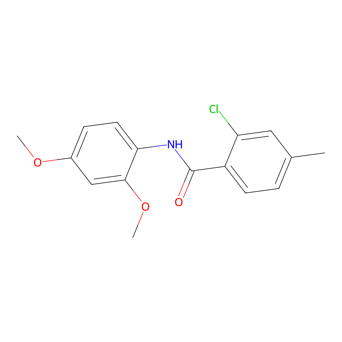 2-chloro-N-(2,4-dimethoxyphenyl)-4-methylbenzamide molecular structure, CAS 430457-34-4