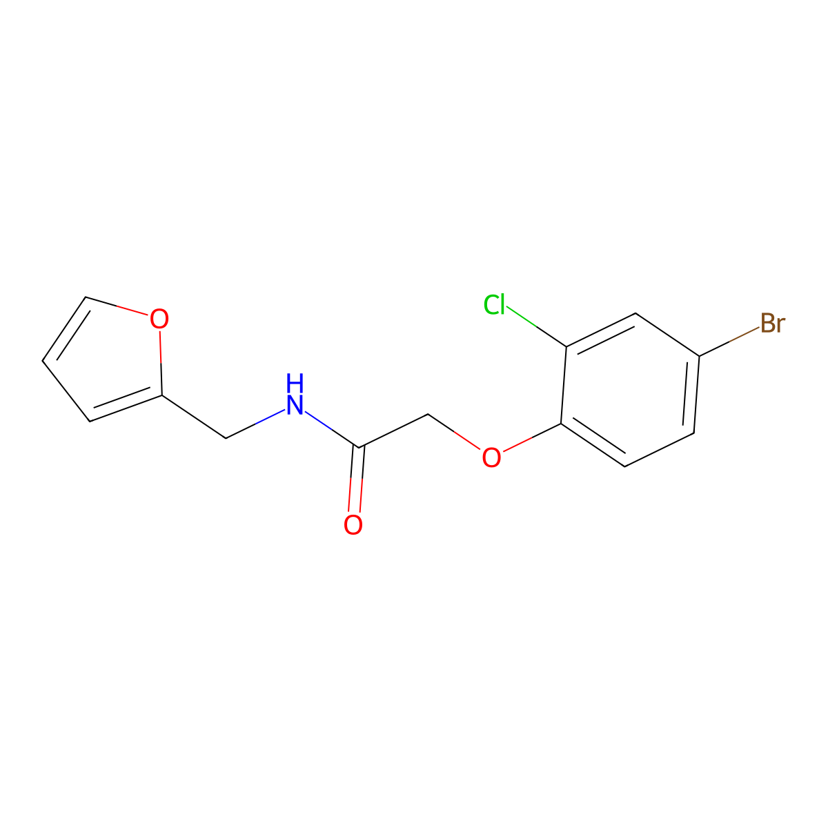 2-(4-bromo-2-chlorophenoxy)-N-(furan-2-ylmethyl)acetamide molecular structure, CAS 430457-51-5
