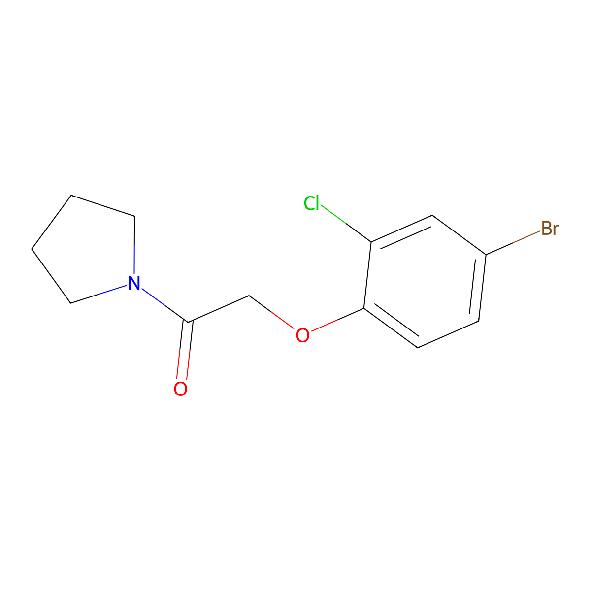 2-(4-Bromo-2-chlorophenoxy)-1-(pyrrolidin-1-yl)ethanone molecular structure, CAS 430457-63-9
