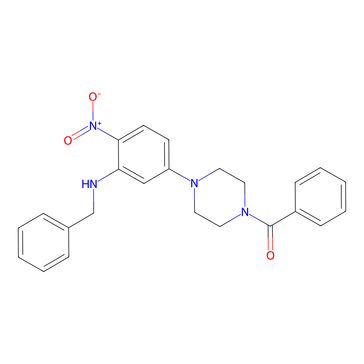 [4-[3-(Benzylamino)-4-nitrophenyl]piperazin-1-yl]-phenylmethanone molecular structure, CAS 430458-13-2