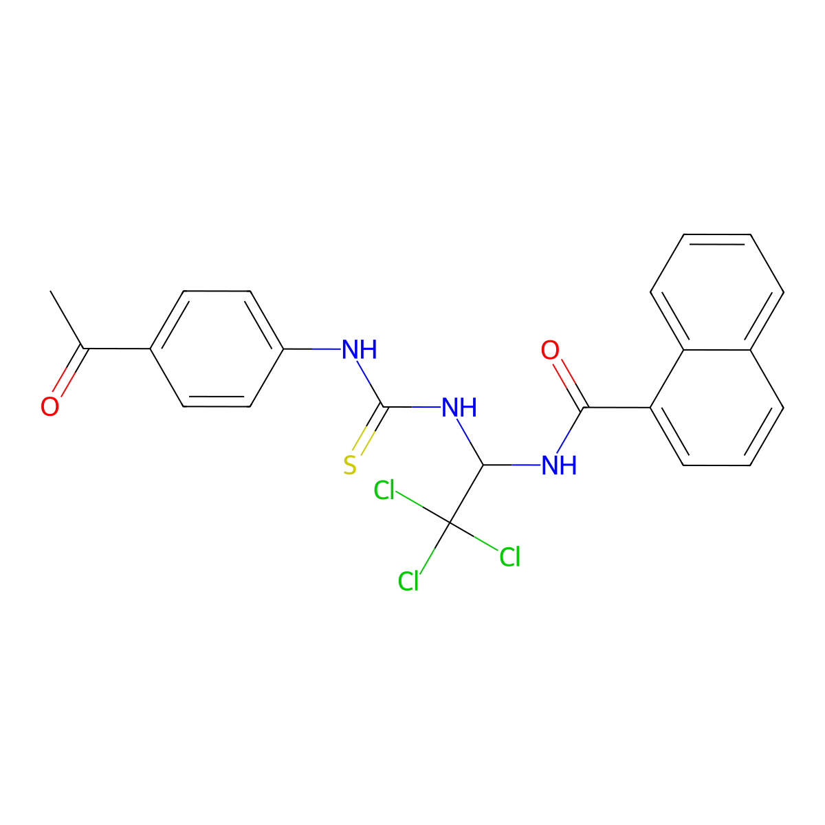 N-[1-[(4-acetylphenyl)carbamothioylamino]-2,2,2-trichloroethyl]naphthalene-1-carboxamide molecular structure, CAS 430458-49-4