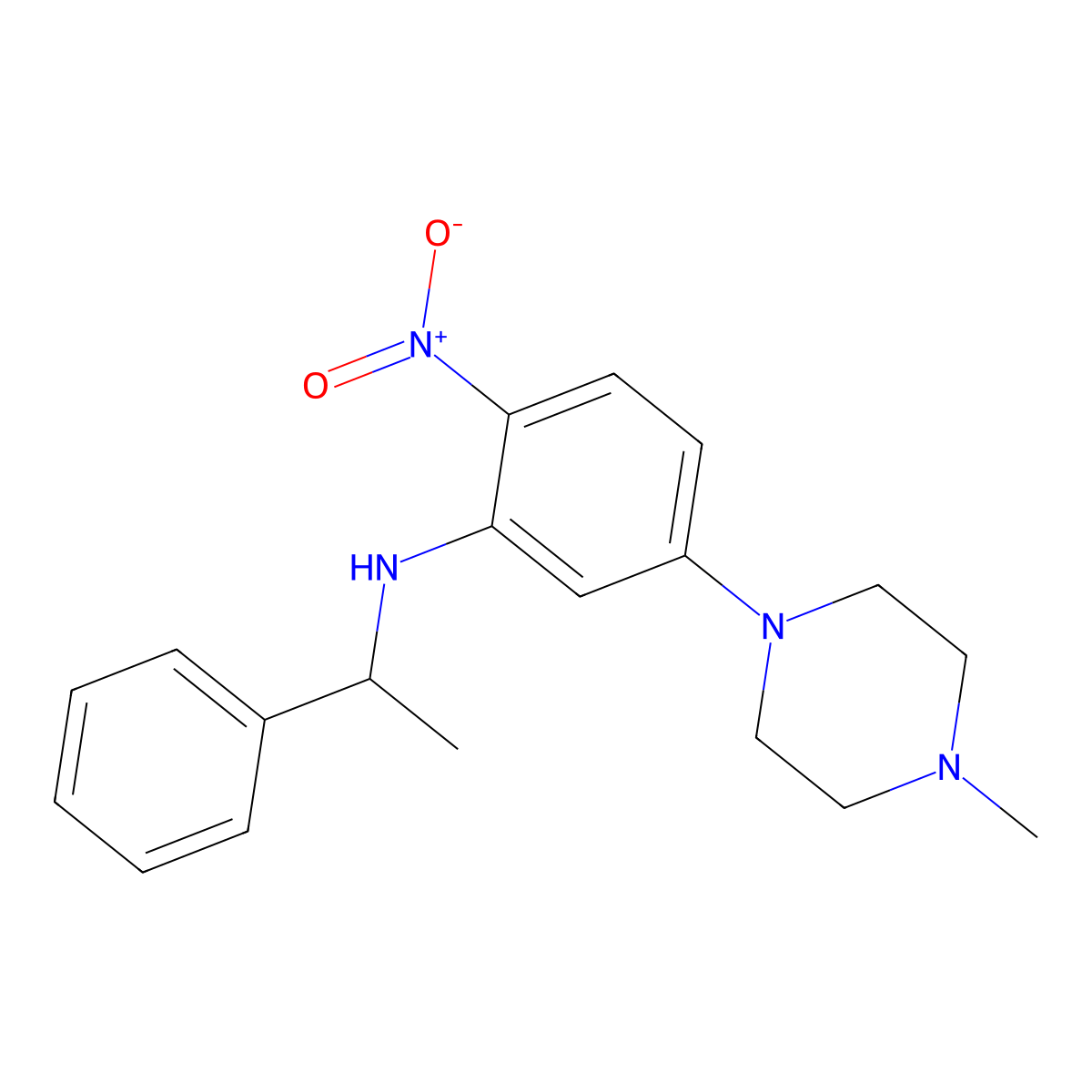 5-(4-methylpiperazin-1-yl)-2-nitro-N-(1-phenylethyl)aniline molecular structure, CAS 430458-53-0