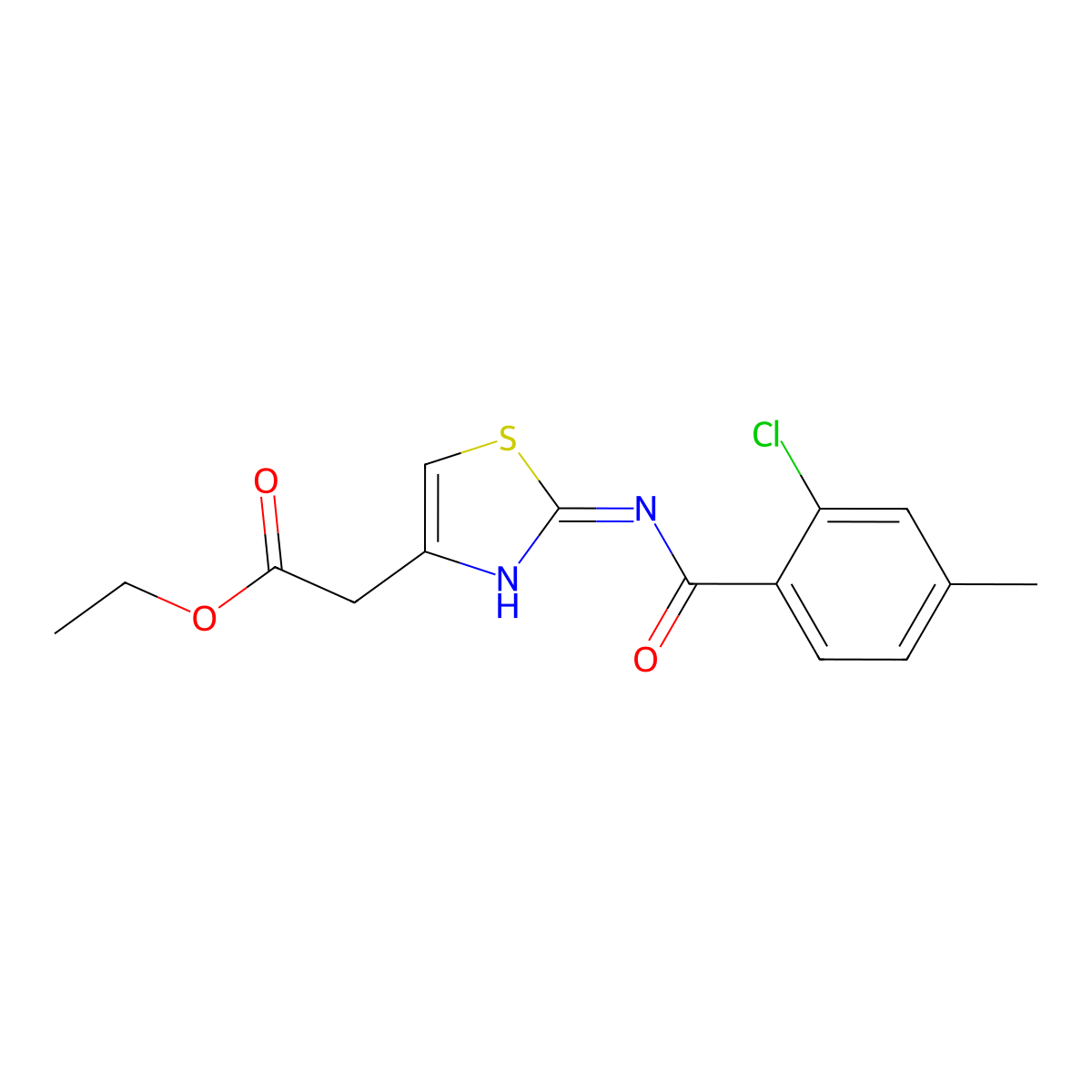 Ethyl 2-[2-[(2-chloro-4-methylbenzoyl)amino]-1,3-thiazol-4-yl]acetate molecular structure, CAS 430458-64-3