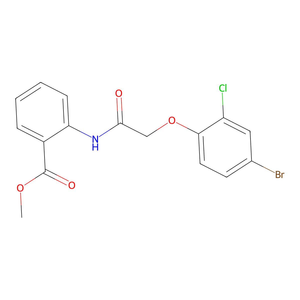 Methyl 2-{[(4-bromo-2-chlorophenoxy)acetyl]amino}benzoate molecular structure, CAS 430458-79-0