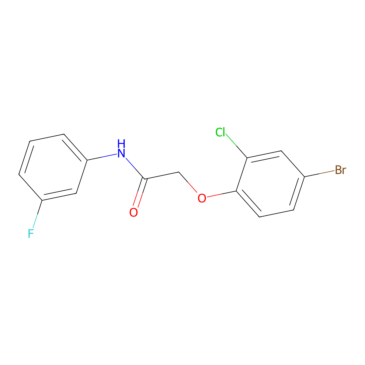 2-(4-bromo-2-chlorophenoxy)-N-(3-fluorophenyl)acetamide molecular structure, CAS 430458-80-3