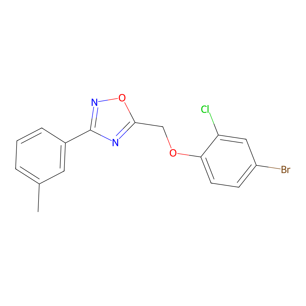 5-[(4-Bromo-2-chlorophenoxy)methyl]-3-(3-methylphenyl)-1,2,4-oxadiazole molecular structure, CAS 430459-01-1