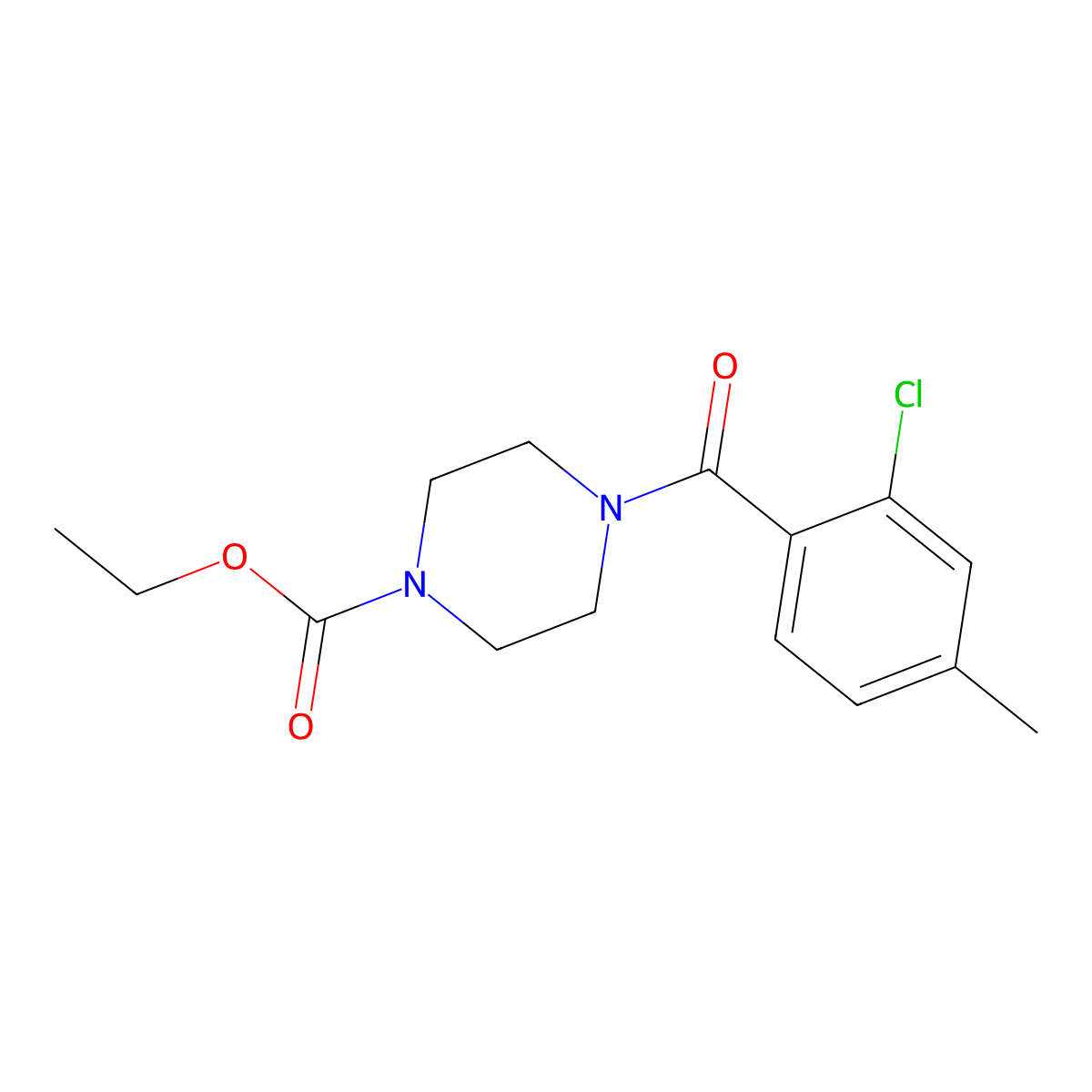 Ethyl 4-(2-chloro-4-methylbenzoyl)piperazine-1-carboxylate molecular structure, CAS 430459-20-4