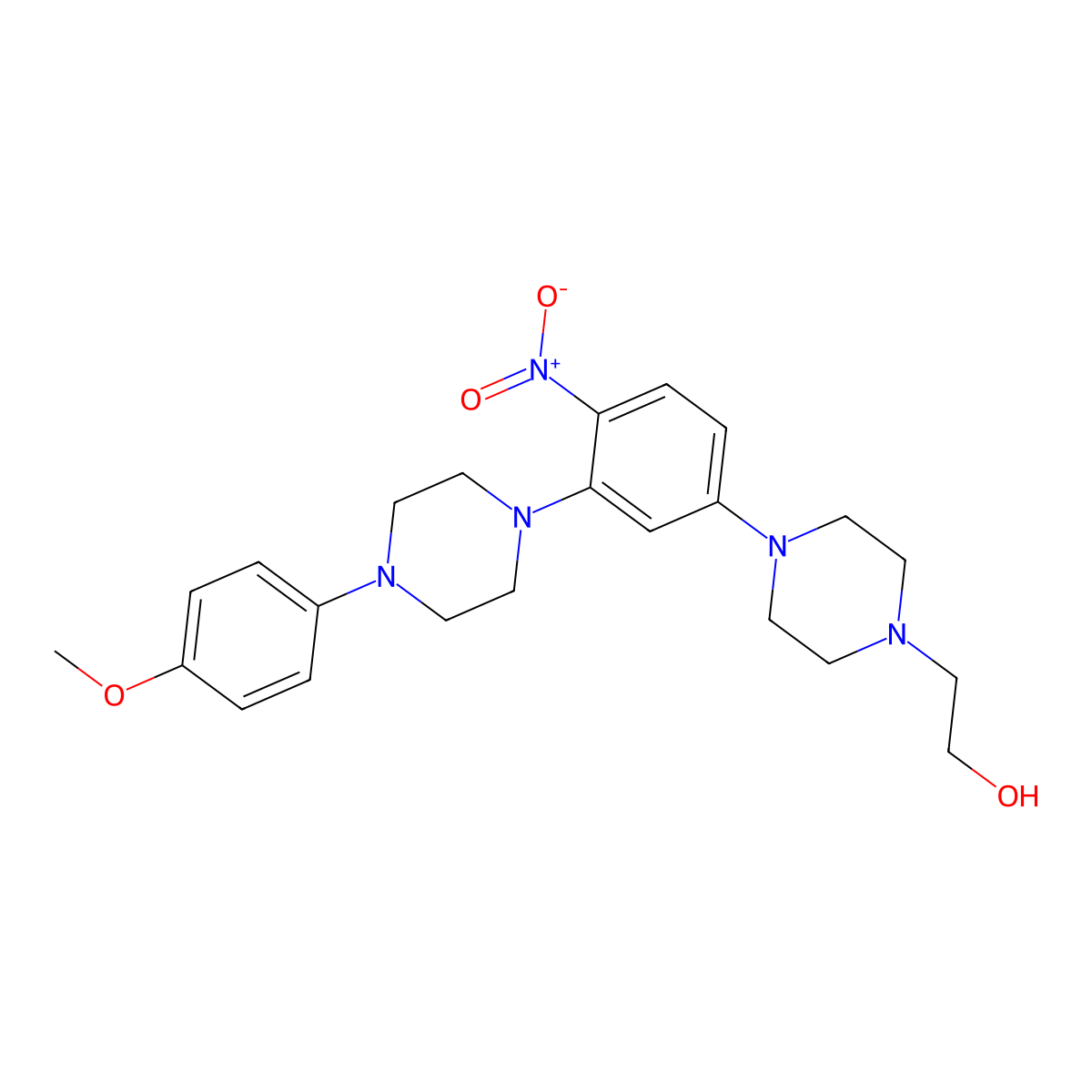 2-[4-[3-[4-(4-Methoxyphenyl)piperazin-1-yl]-4-nitrophenyl]piperazin-1-yl]ethanol molecular structure, CAS 430459-29-3