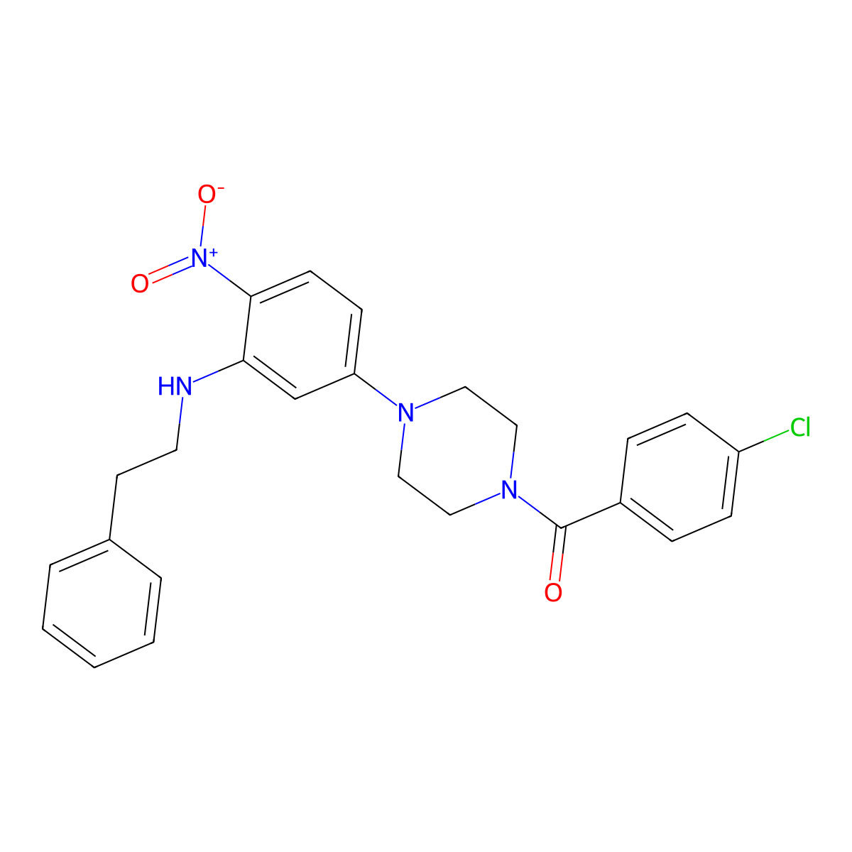 4-Chlorophenyl 4-{4-nitro-3-[(2-phenylethyl)amino]phenyl}piperazinyl ketone molecular structure, CAS 430459-33-9