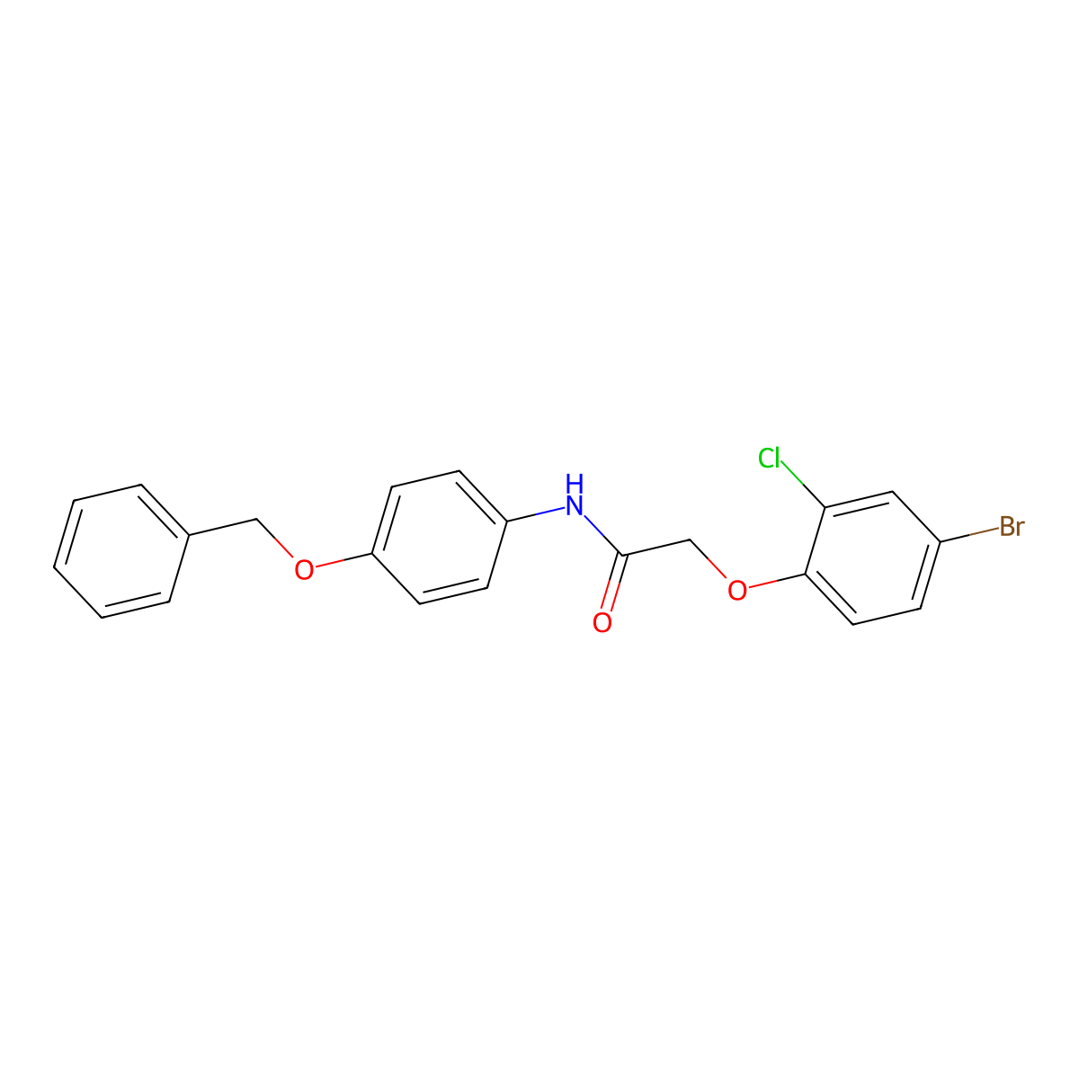 2-(4-bromo-2-chlorophenoxy)-N-(4-phenylmethoxyphenyl)acetamide molecular structure, CAS 430459-37-3