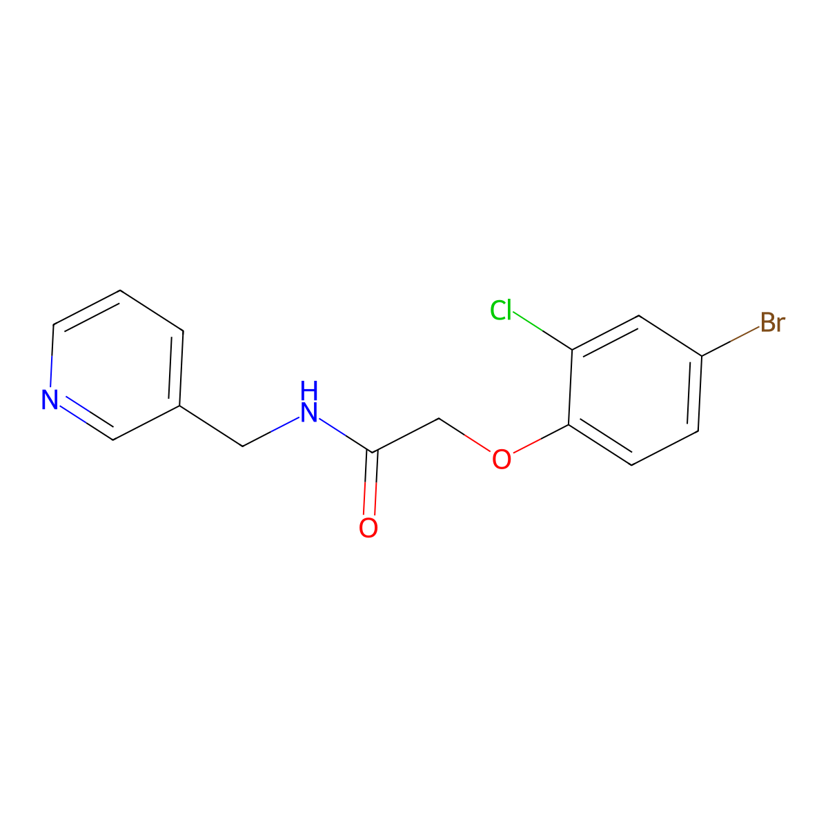 2-(4-bromo-2-chlorophenoxy)-N-(pyridin-3-ylmethyl)acetamide molecular structure, CAS 430459-58-8