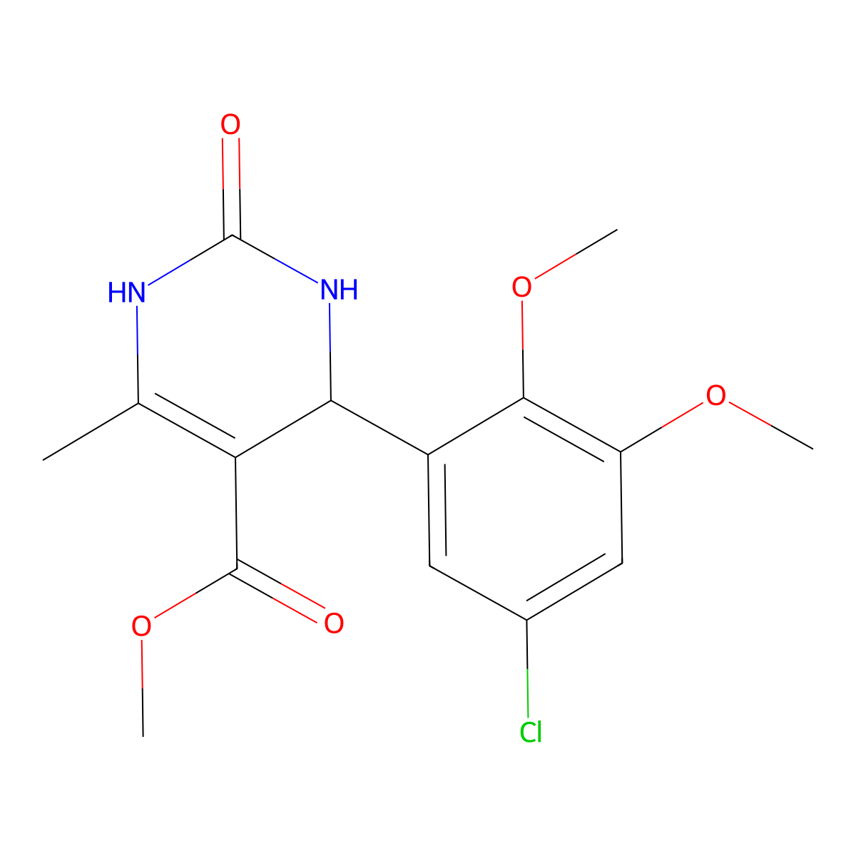 Methyl 4-(5-chloro-2,3-dimethoxyphenyl)-6-methyl-2-oxo-1,2,3,4-tetrahydropyrimidine-5-carboxylate molecular structure, CAS 430459-66-8