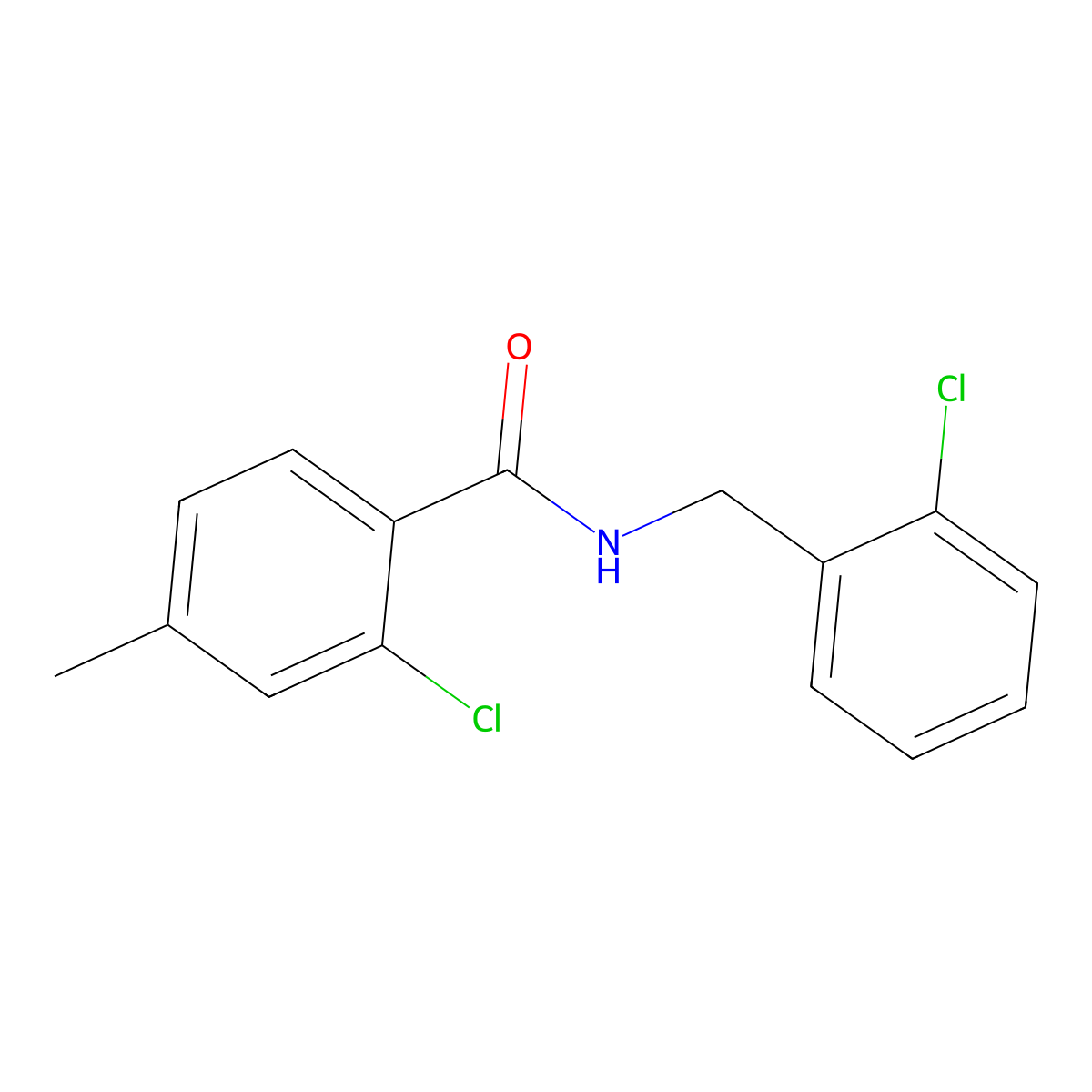 2-chloro-N-[(2-chlorophenyl)methyl]-4-methylbenzamide molecular structure, CAS 430460-05-2