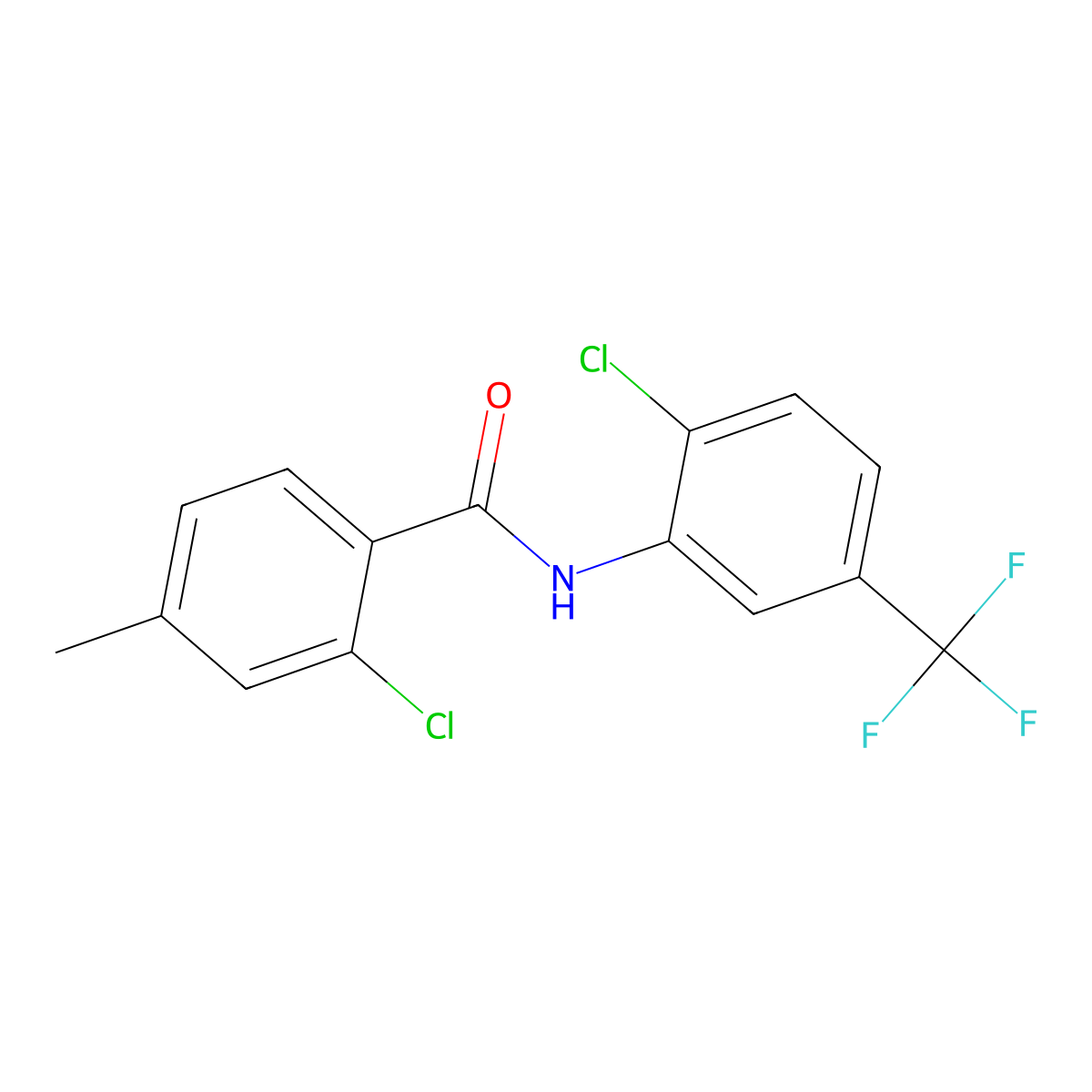2-chloro-N-[2-chloro-5-(trifluoromethyl)phenyl]-4-methylbenzamide molecular structure, CAS 430460-12-1