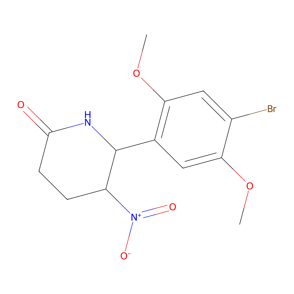6-(4-Bromo-2,5-dimethoxyphenyl)-5-nitropiperidin-2-one molecular structure, CAS 430460-15-4