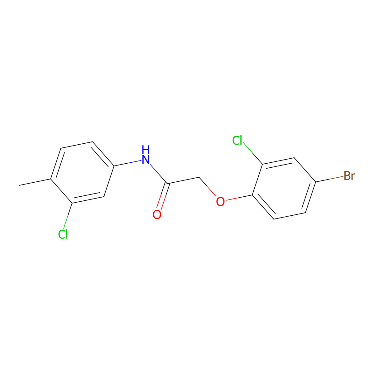 2-(4-bromo-2-chlorophenoxy)-N-(3-chloro-4-methylphenyl)acetamide molecular structure, CAS 430460-29-0