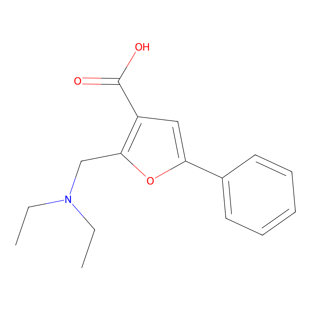 2-Diethylaminomethyl-5-phenyl-furan-3-carboxylic acid molecular structure, CAS 430460-31-4