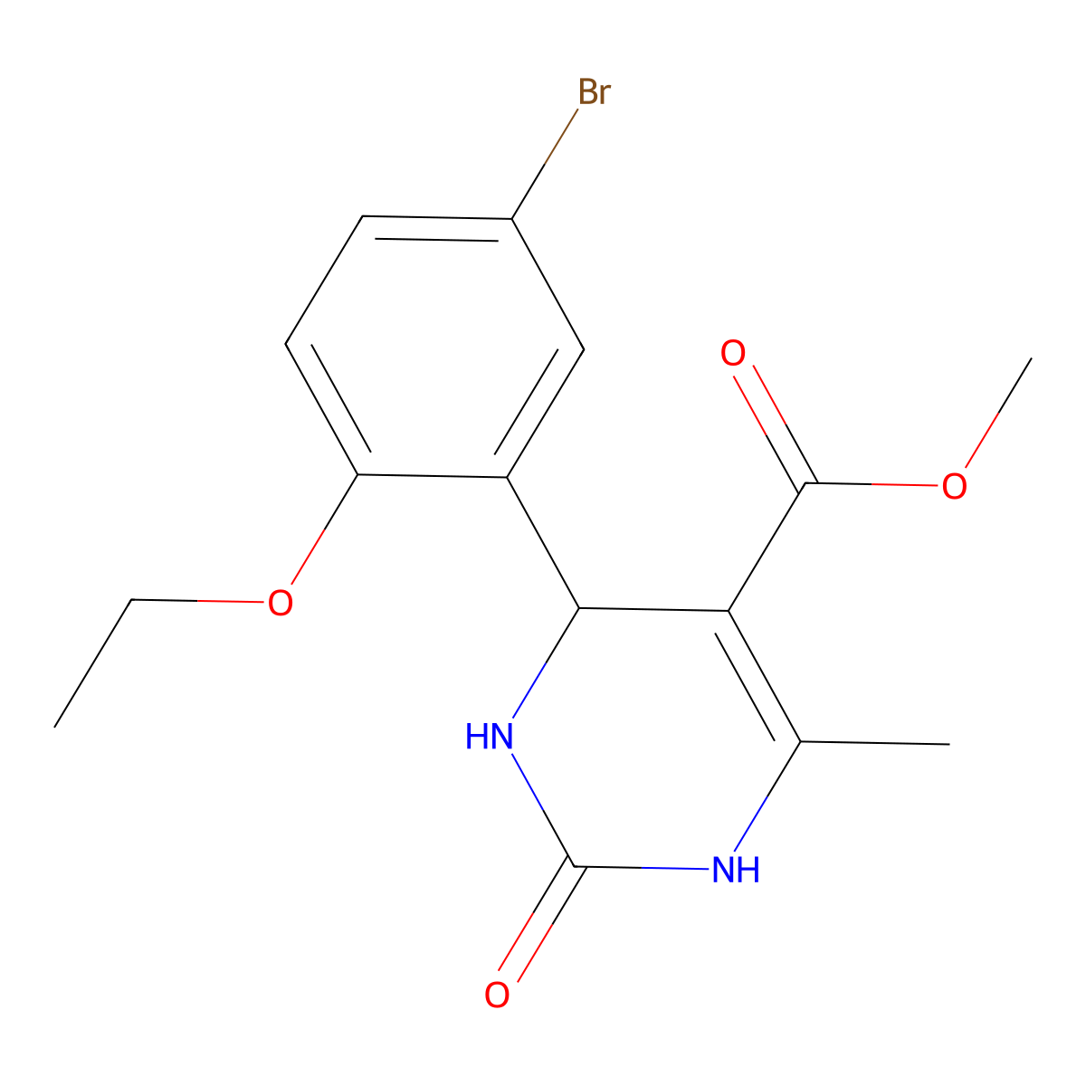 Methyl 4-(5-bromo-2-ethoxyphenyl)-6-methyl-2-oxo-1,2,3,4-tetrahydropyrimidine-5-carboxylate molecular structure, CAS 430460-56-3