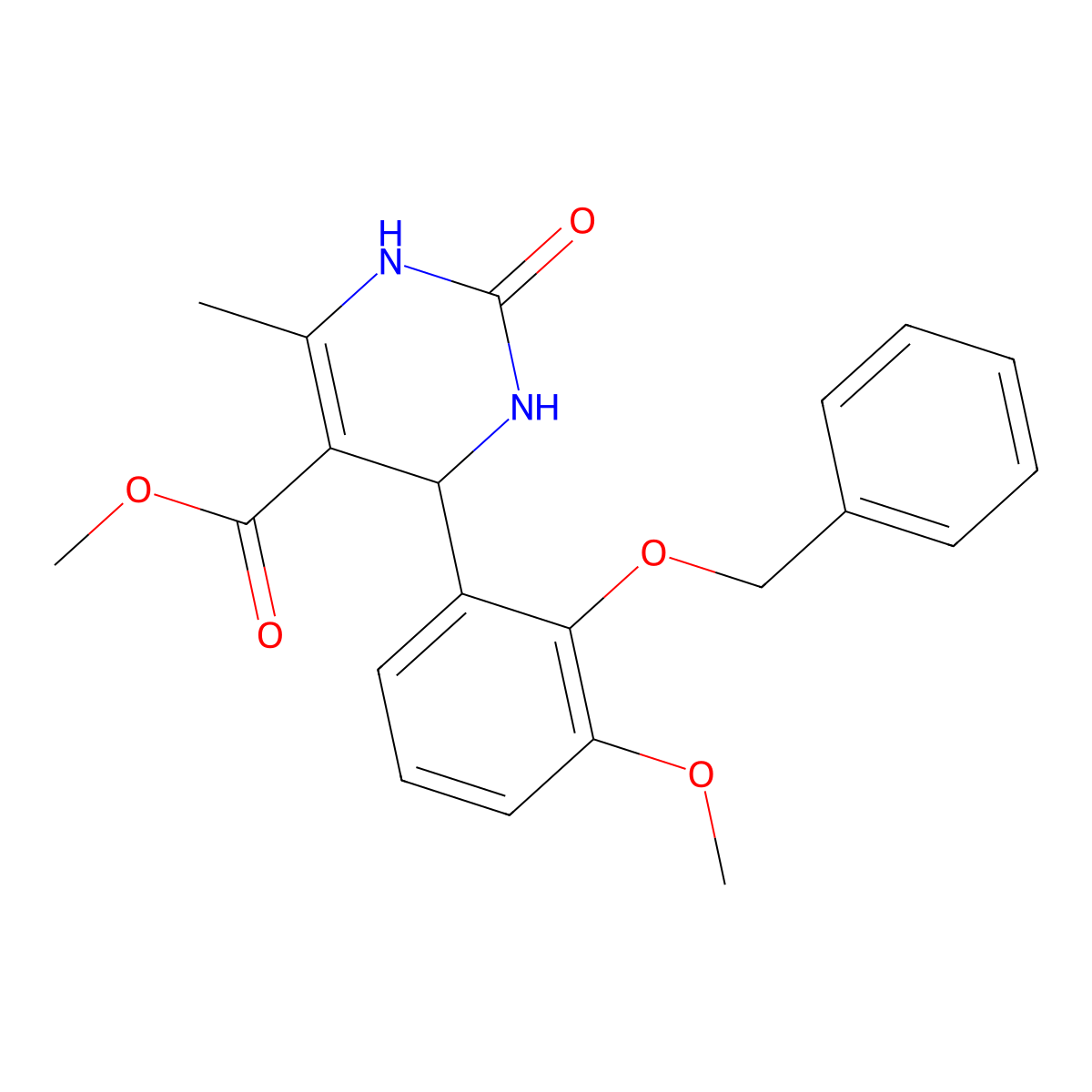 Methyl 4-(2-(benzyloxy)-3-methoxyphenyl)-6-methyl-2-oxo-1,2,3,4-tetrahydropyrimidine-5-carboxylate molecular structure, CAS 430460-71-2