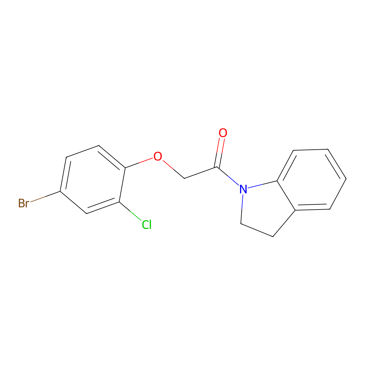 2-(4-Bromo-2-chlorophenoxy)-1-(2,3-dihydroindol-1-yl)ethanone molecular structure, CAS 430461-06-6