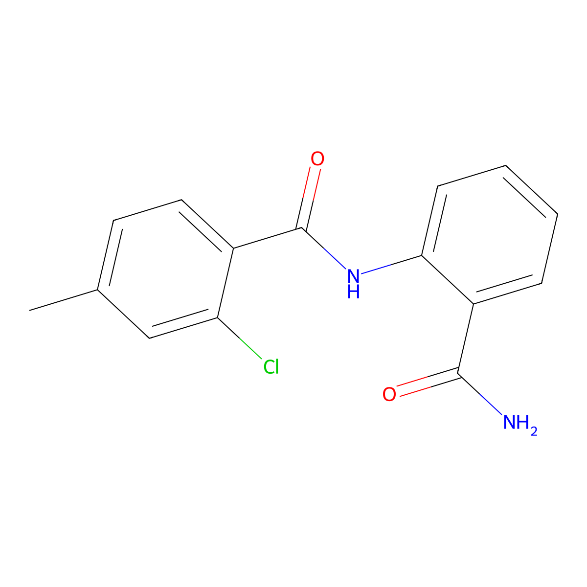 N-(2-carbamoylphenyl)-2-chloro-4-methylbenzamide molecular structure, CAS 430461-19-1