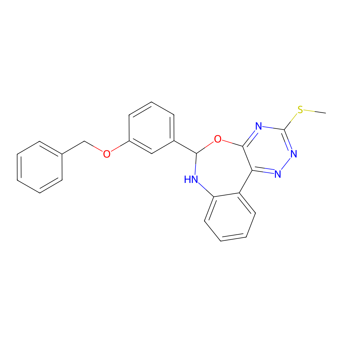 3-Methylsulfanyl-6-(3-phenylmethoxyphenyl)-6,7-dihydro-[1,2,4]triazino[5,6-d][3,1]benzoxazepine molecular structure, CAS 430461-25-9
