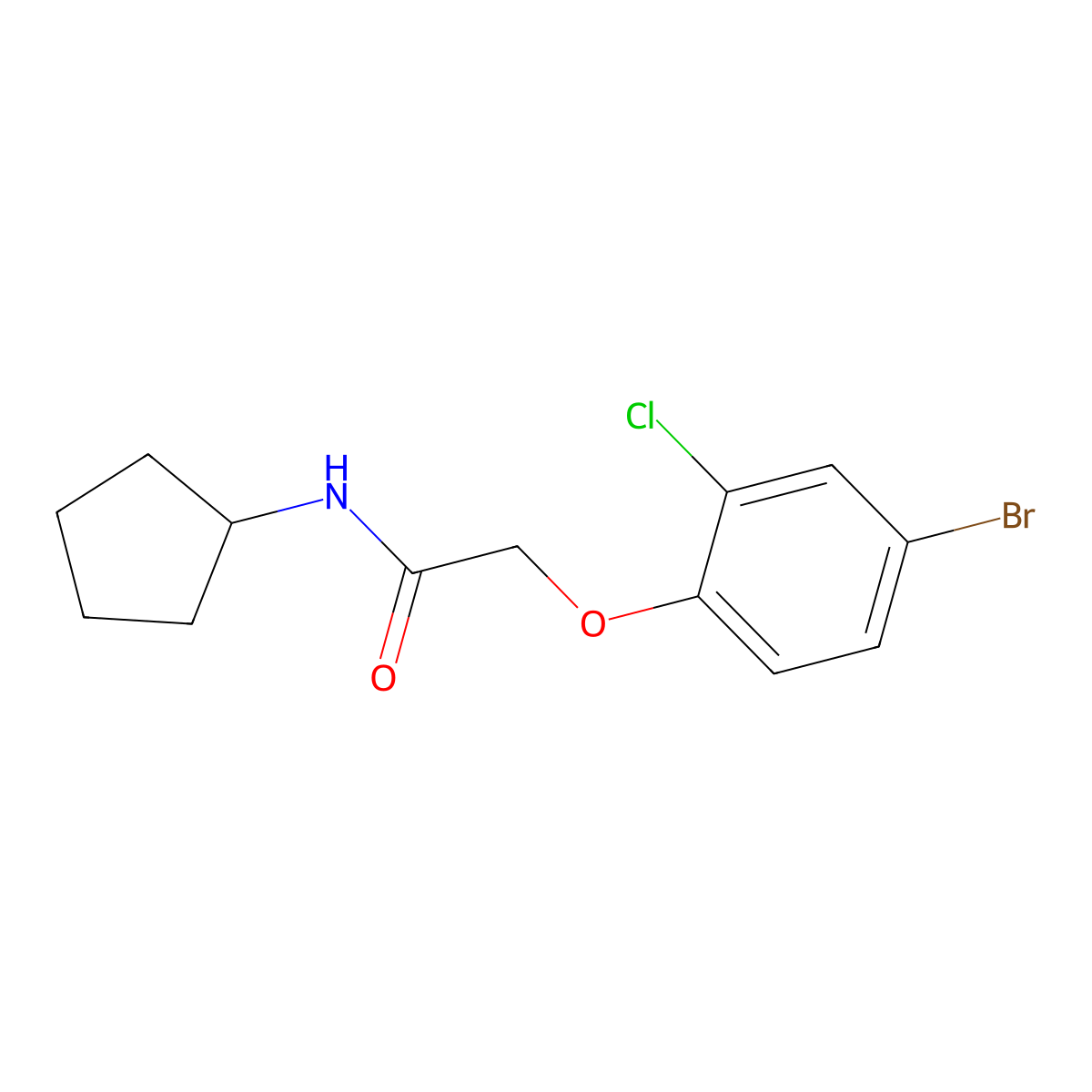 2-(4-bromo-2-chlorophenoxy)-N-cyclopentylacetamide molecular structure, CAS 430461-31-7