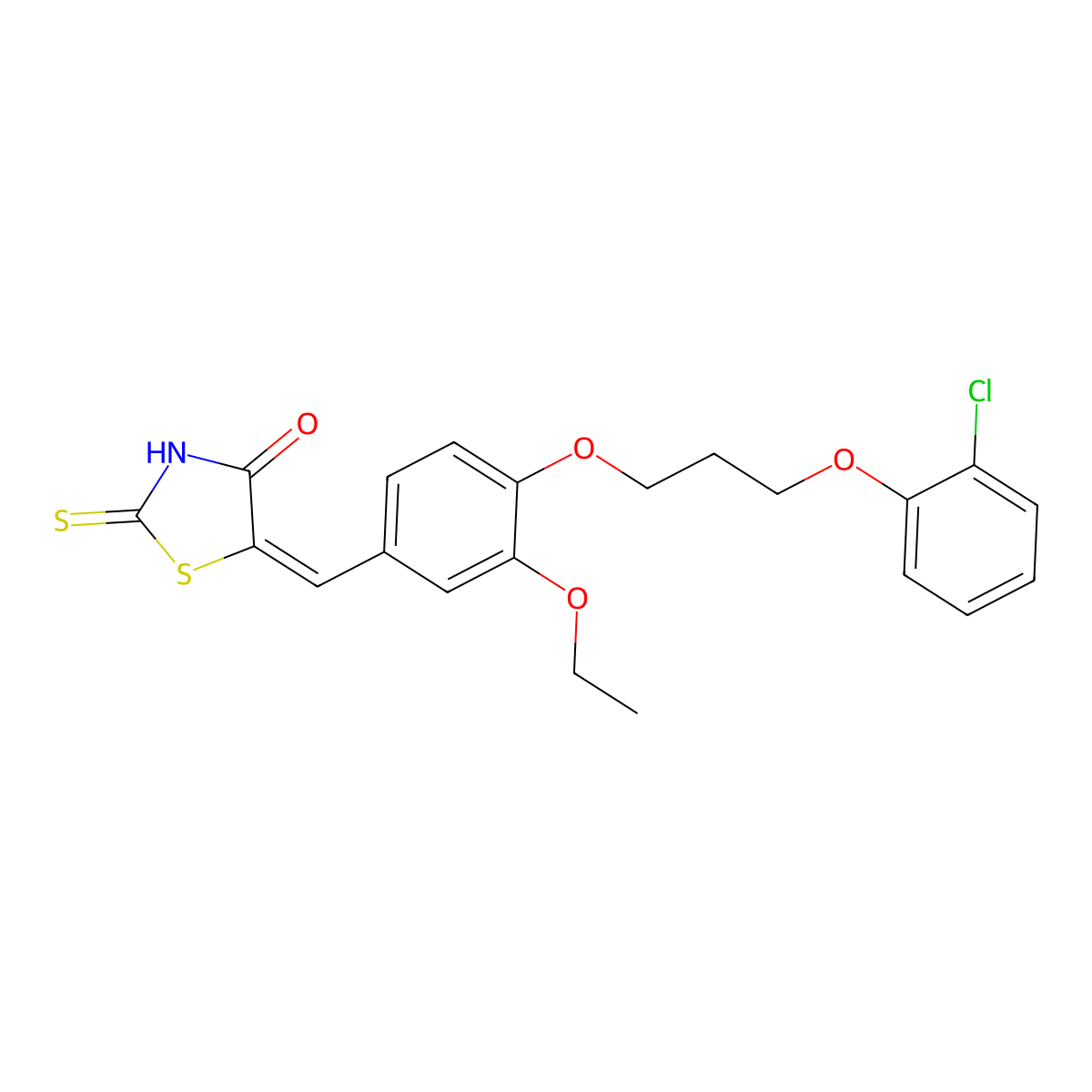 5-[[4-[3-(2-Chlorophenoxy)propoxy]-3-ethoxyphenyl]methylene]-2-thioxo-4-thiazolidinone molecular structure, CAS 430461-58-8