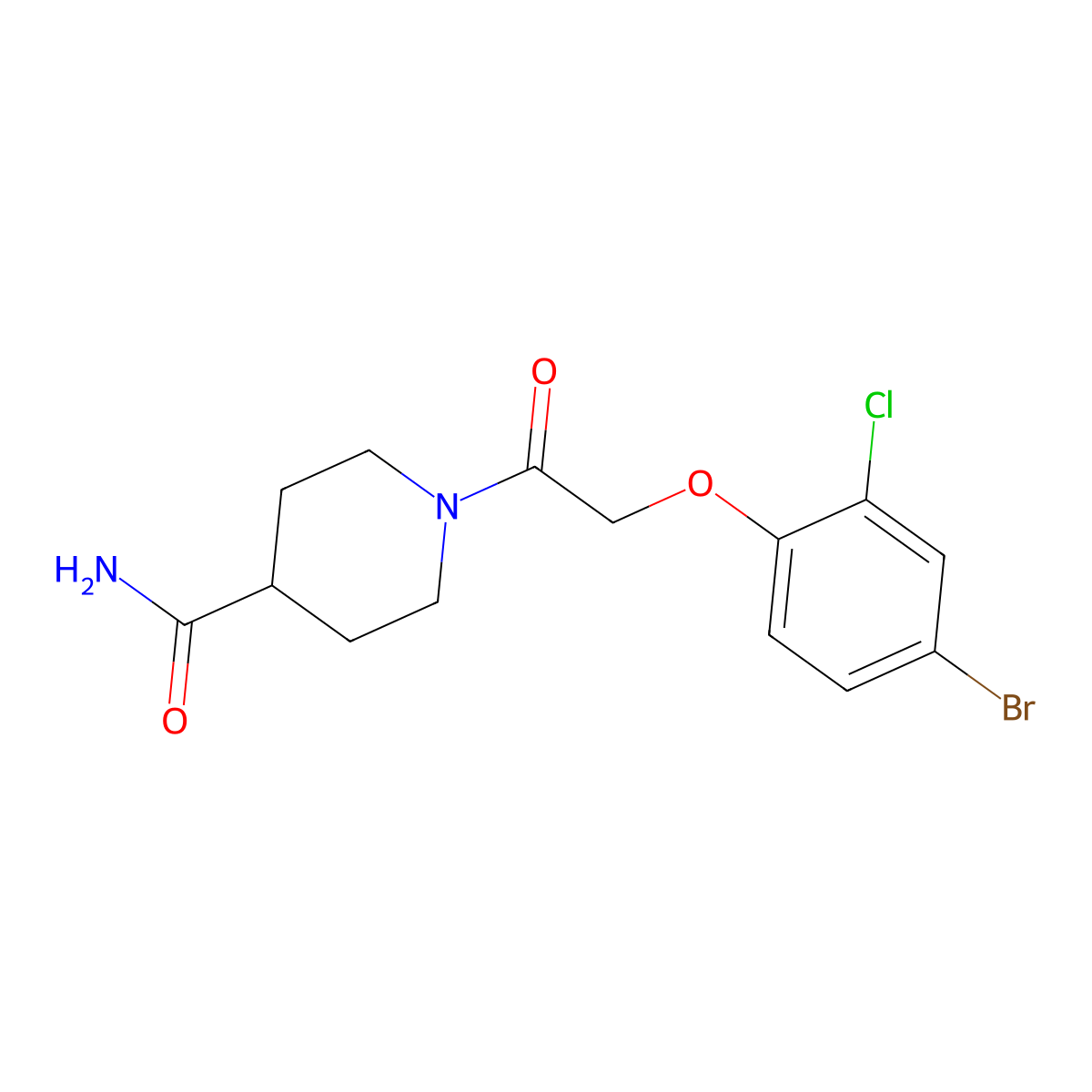 1-[(4-Bromo-2-chlorophenoxy)acetyl]piperidine-4-carboxamide molecular structure, CAS 430461-61-3