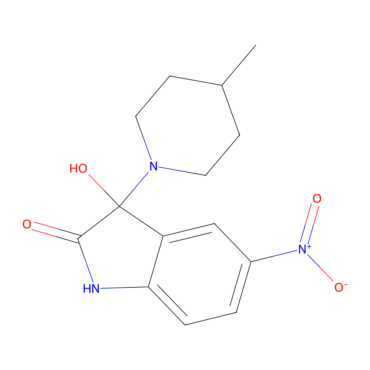 3-hydroxy-3-(4-methylpiperidin-1-yl)-5-nitro-1H-indol-2-one molecular structure, CAS 430461-67-9
