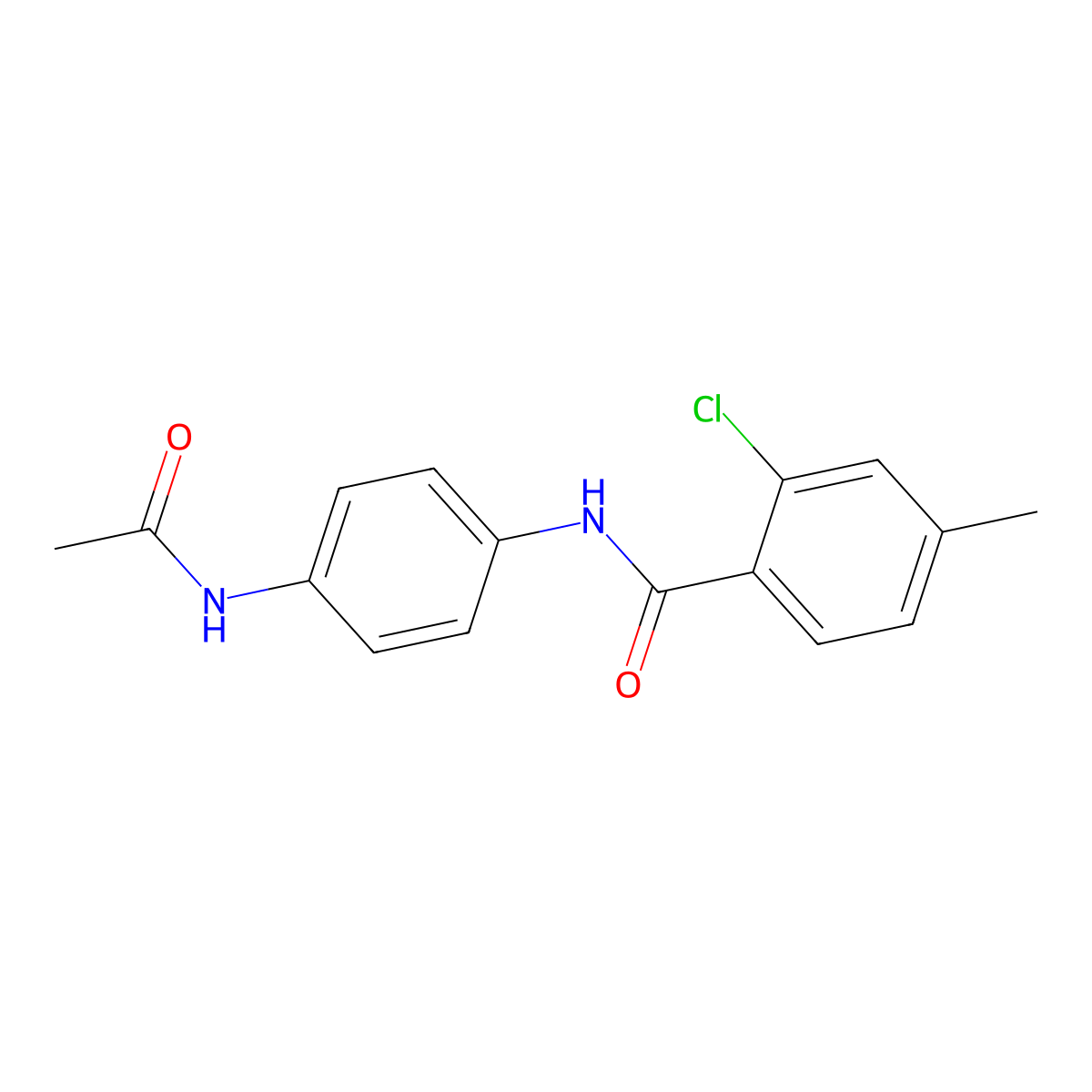 N-[4-(acetylamino)phenyl]-2-chloro-4-methylbenzamide molecular structure, CAS 430462-06-9