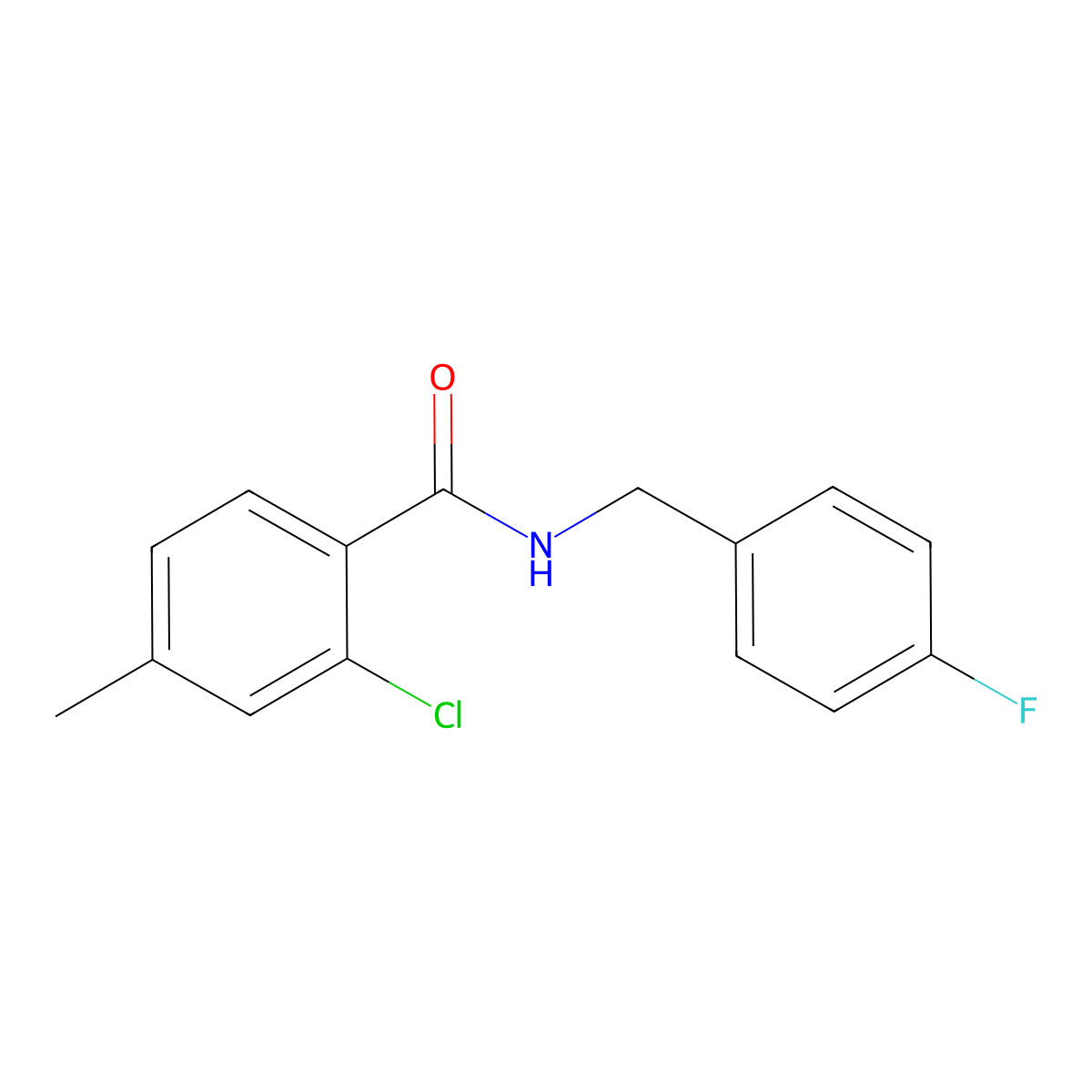 2-chloro-N-[(4-fluorophenyl)methyl]-4-methylbenzamide molecular structure, CAS 430462-27-4