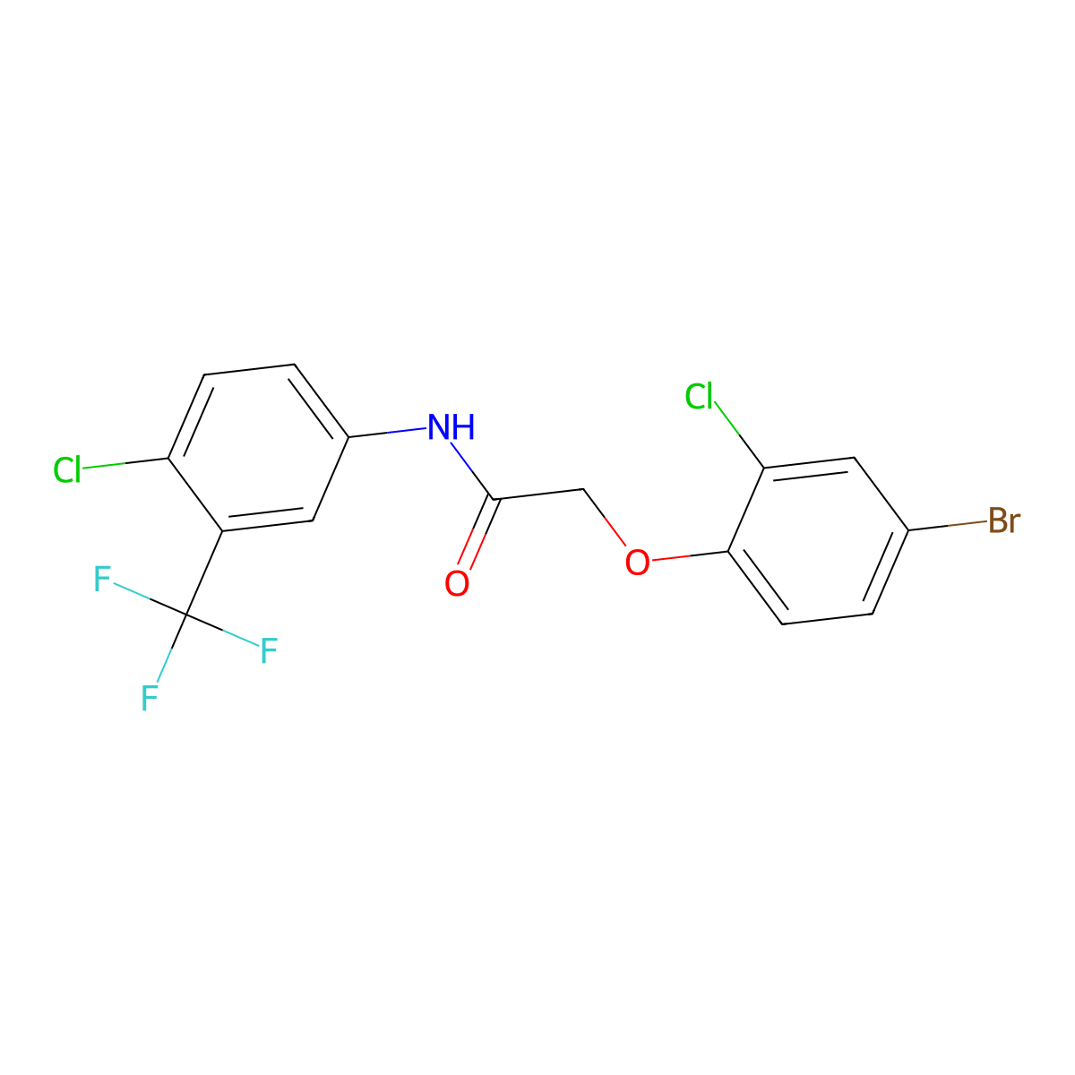 2-(4-bromo-2-chlorophenoxy)-N-[4-chloro-3-(trifluoromethyl)phenyl]acetamide molecular structure, CAS 430462-37-6