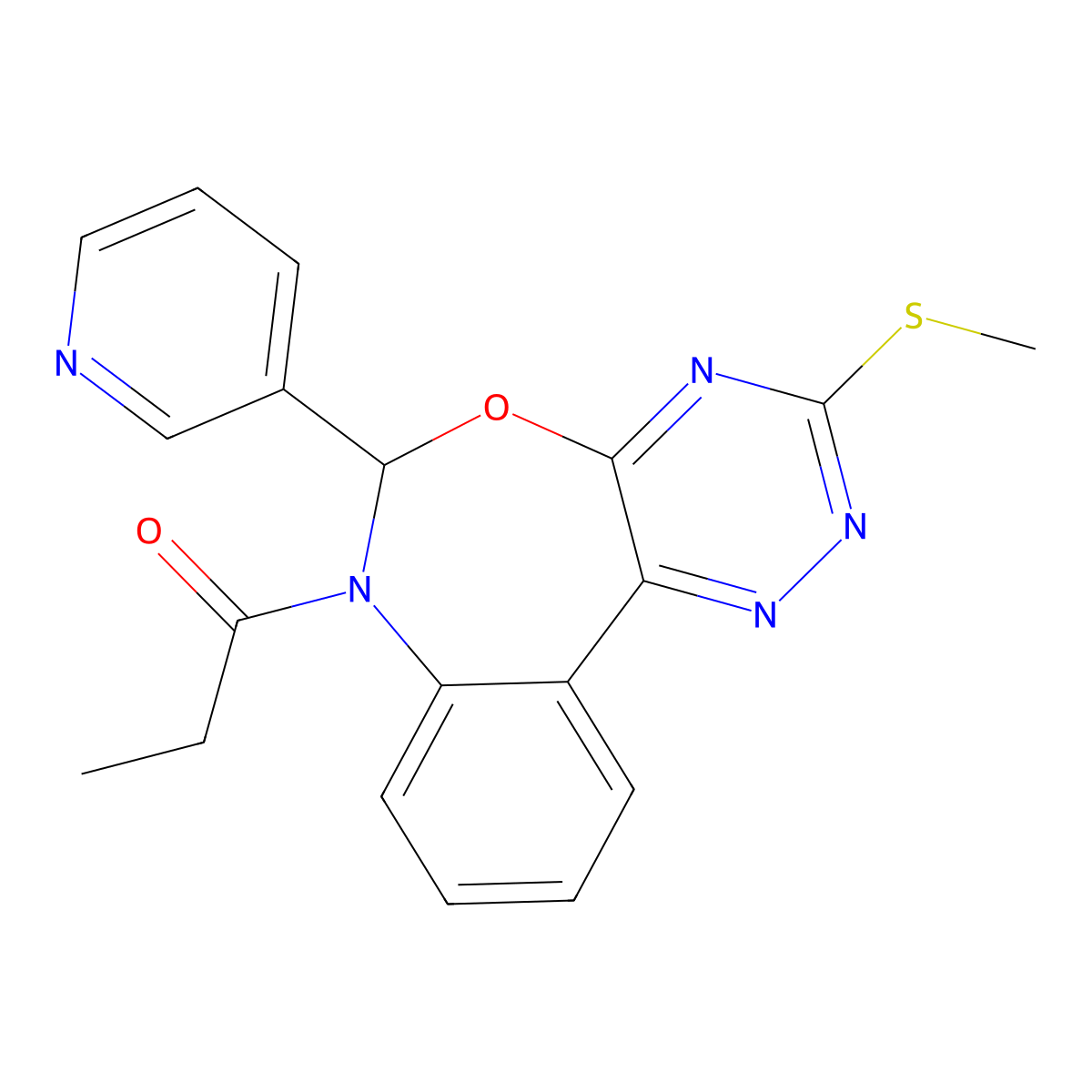 1-(3-methylsulfanyl-6-pyridin-3-yl-6H-[1,2,4]triazino[5,6-d][3,1]benzoxazepin-7-yl)propan-1-one molecular structure, CAS 430462-83-2