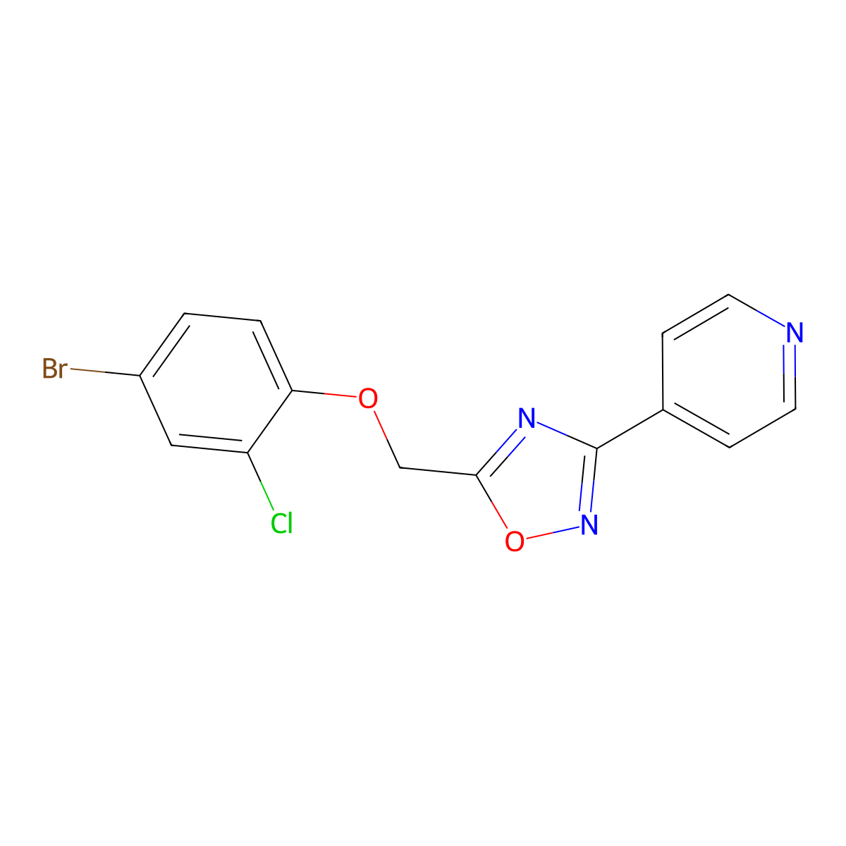 4-{5-[(4-Bromo-2-chlorophenoxy)methyl]-1,2,4-oxadiazol-3-yl}pyridine molecular structure, CAS 430462-90-1