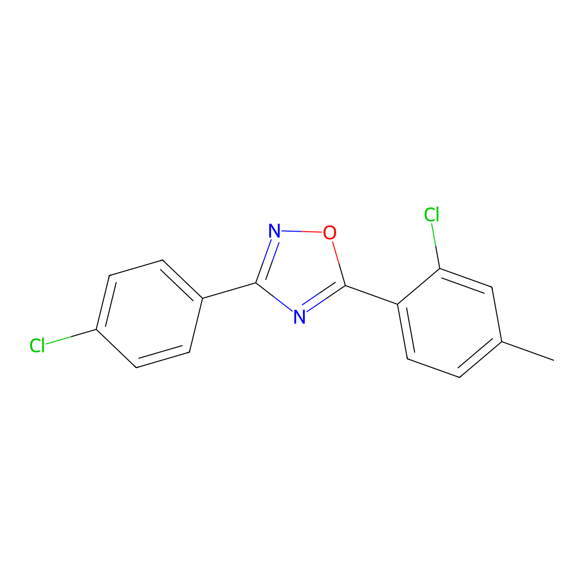 5-(2-Chloro-4-methylphenyl)-3-(4-chlorophenyl)-1,2,4-oxadiazole molecular structure, CAS 430463-16-4
