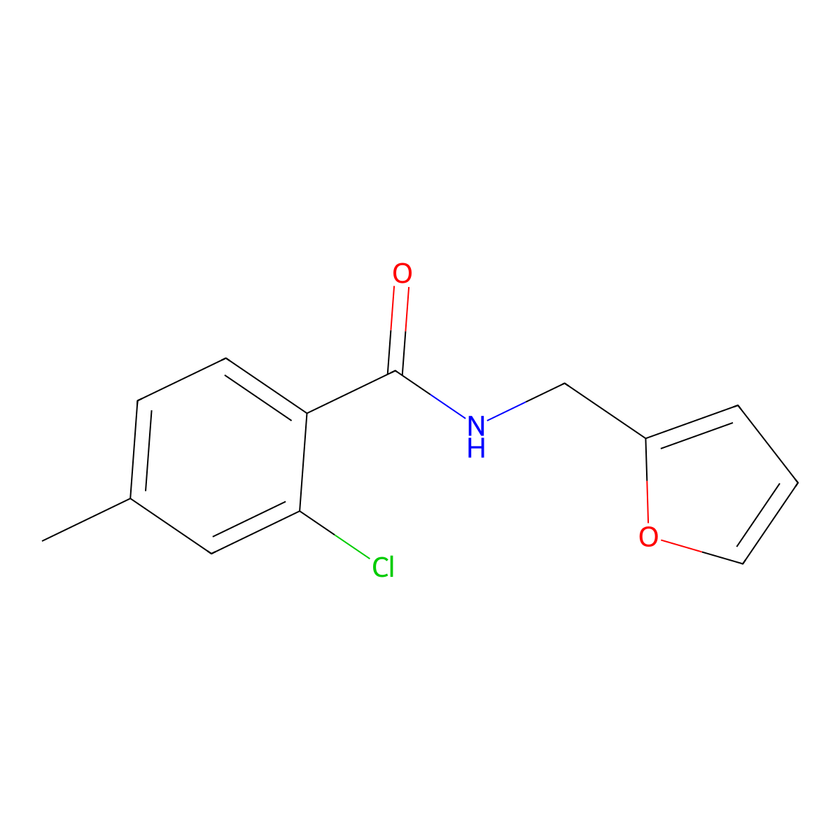 2-chloro-N-(furan-2-ylmethyl)-4-methylbenzamide molecular structure, CAS 430463-37-9