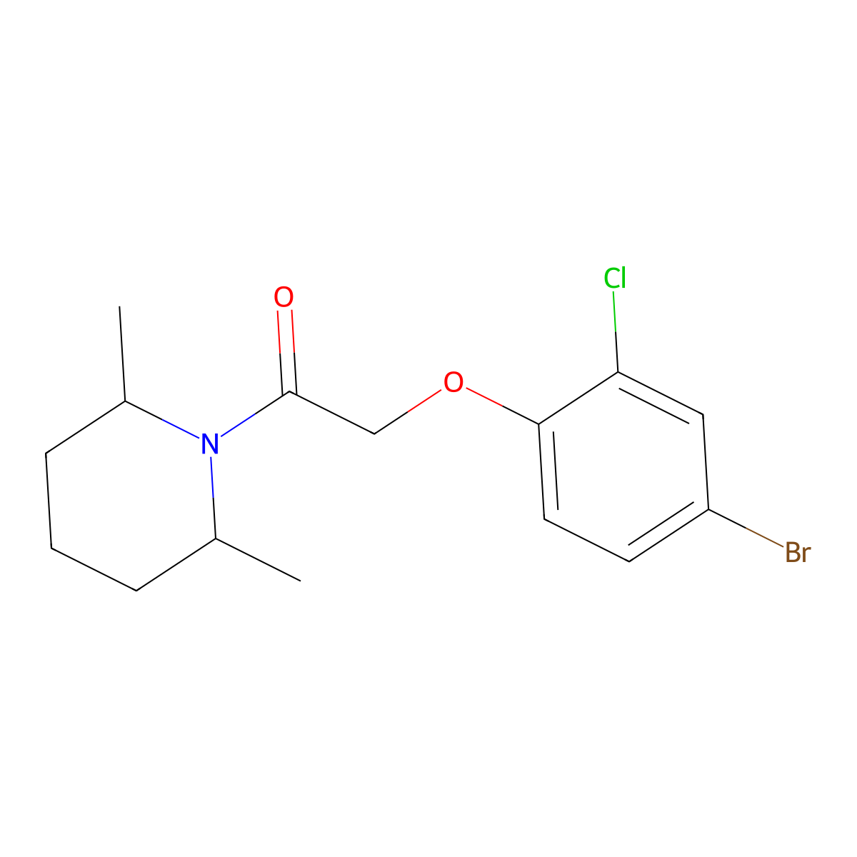 2-(4-Bromo-2-chlorophenoxy)-1-(2,6-dimethylpiperidin-1-yl)ethanone molecular structure, CAS 430463-75-5