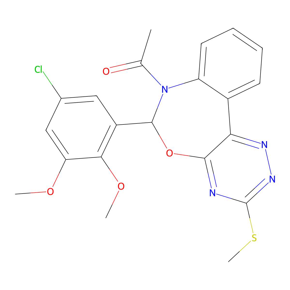1-[6-(5-chloro-2,3-dimethoxyphenyl)-3-(methylsulfanyl)[1,2,4]triazino[5,6-d][3,1]benzoxazepin-7(6H)-yl]ethanone molecular structure, CAS 430463-84-6