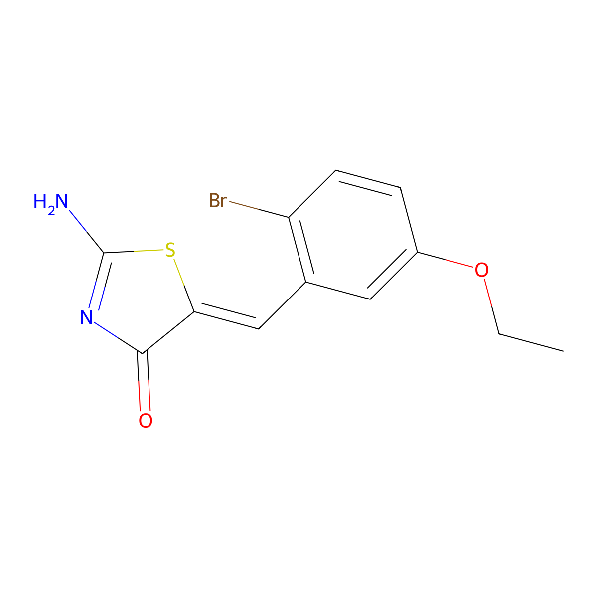 (5Z)-2-amino-5-[(2-bromo-5-ethoxyphenyl)methylidene]-1,3-thiazol-4-one molecular structure, CAS 430464-20-3