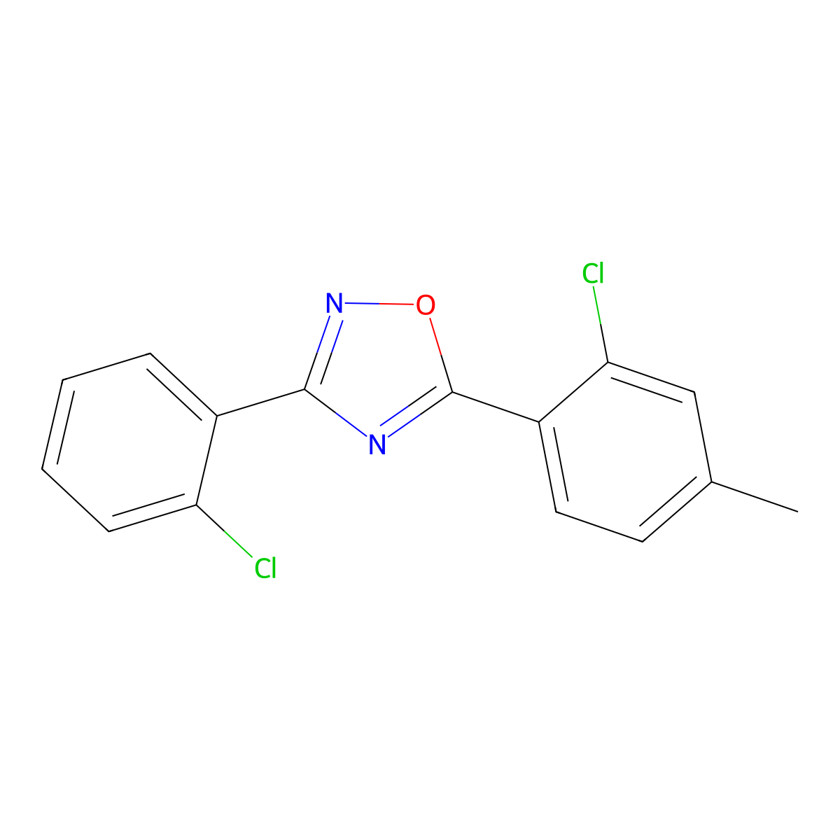 5-(2-Chloro-4-methylphenyl)-3-(2-chlorophenyl)-1,2,4-oxadiazole molecular structure, CAS 430465-07-9