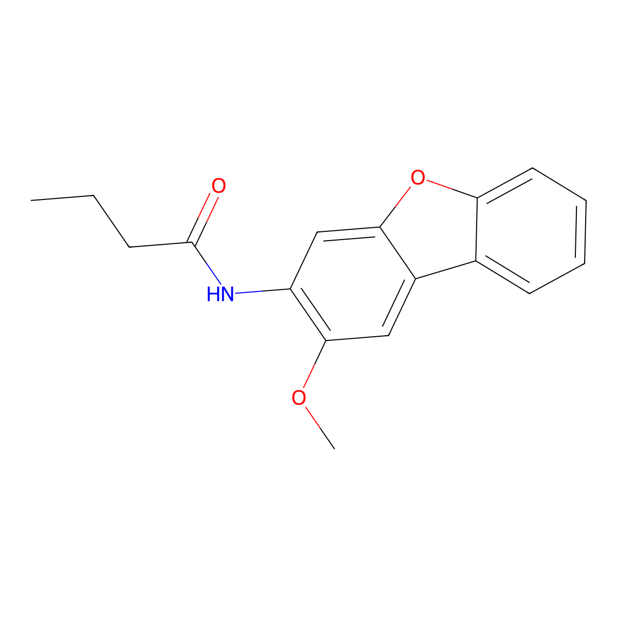 N-(2-methoxydibenzofuran-3-yl)butanamide molecular structure, CAS 430465-43-3
