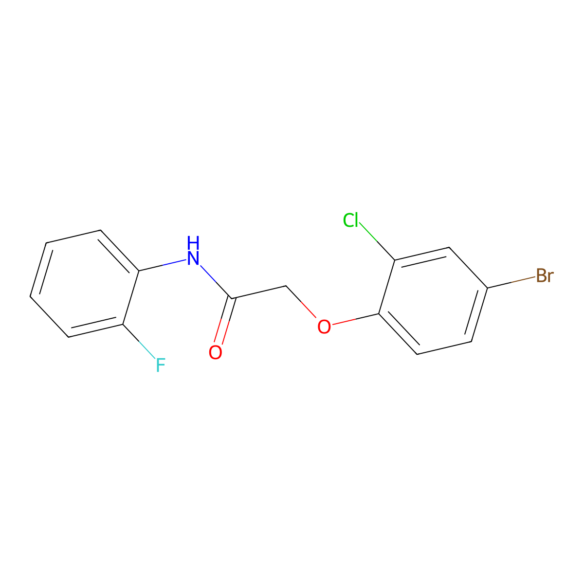 2-(4-bromo-2-chlorophenoxy)-N-(2-fluorophenyl)acetamide molecular structure, CAS 430465-57-9
